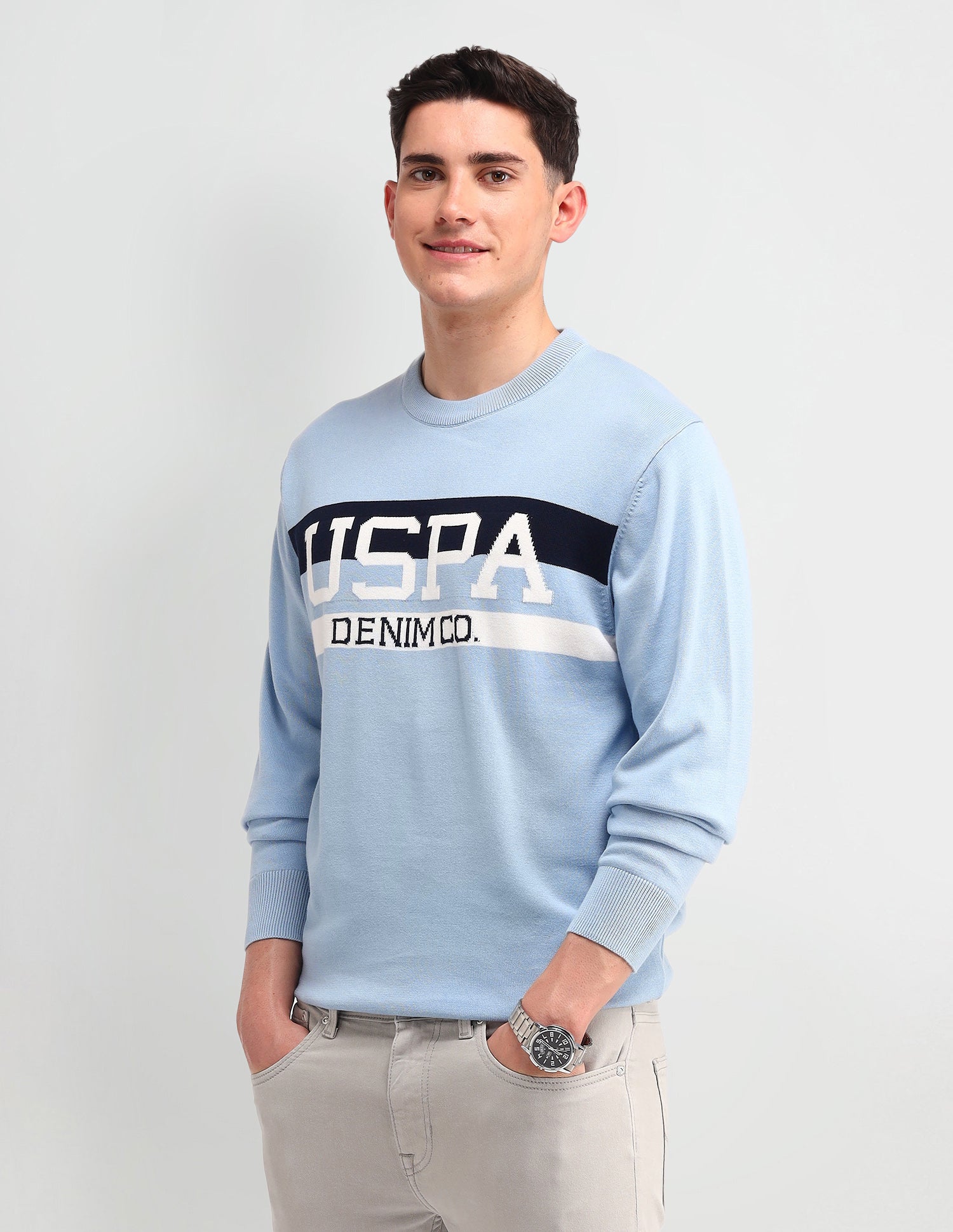 Brand Printed Regular Fit Sweater