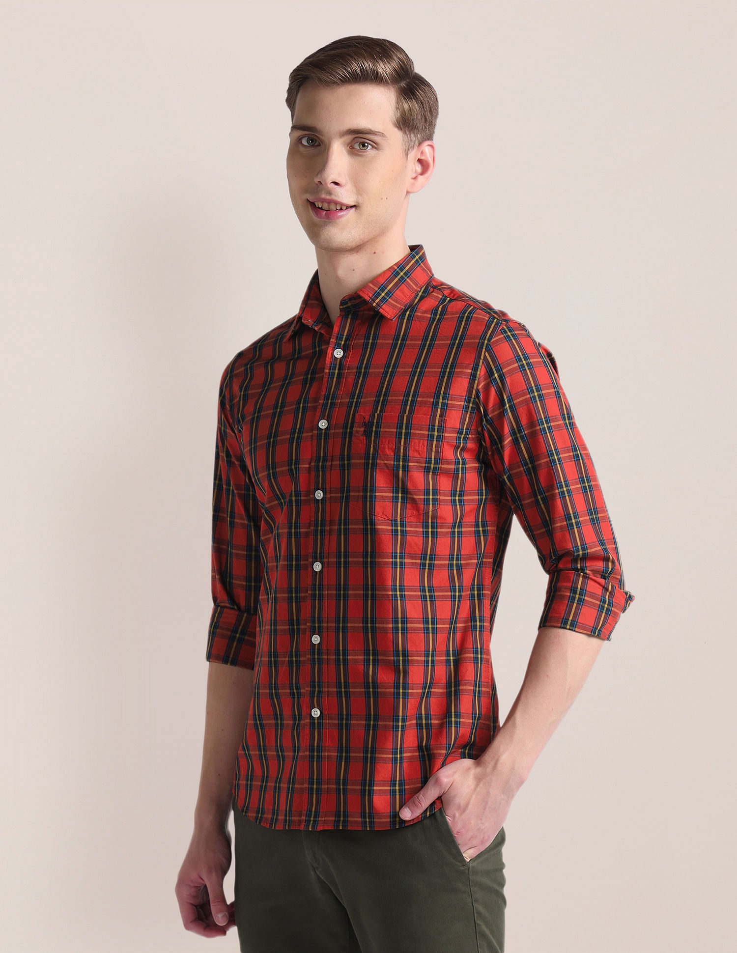 Tartan Check Tailored Fit Shirt Red - U.S. Polo Assn. India | Large