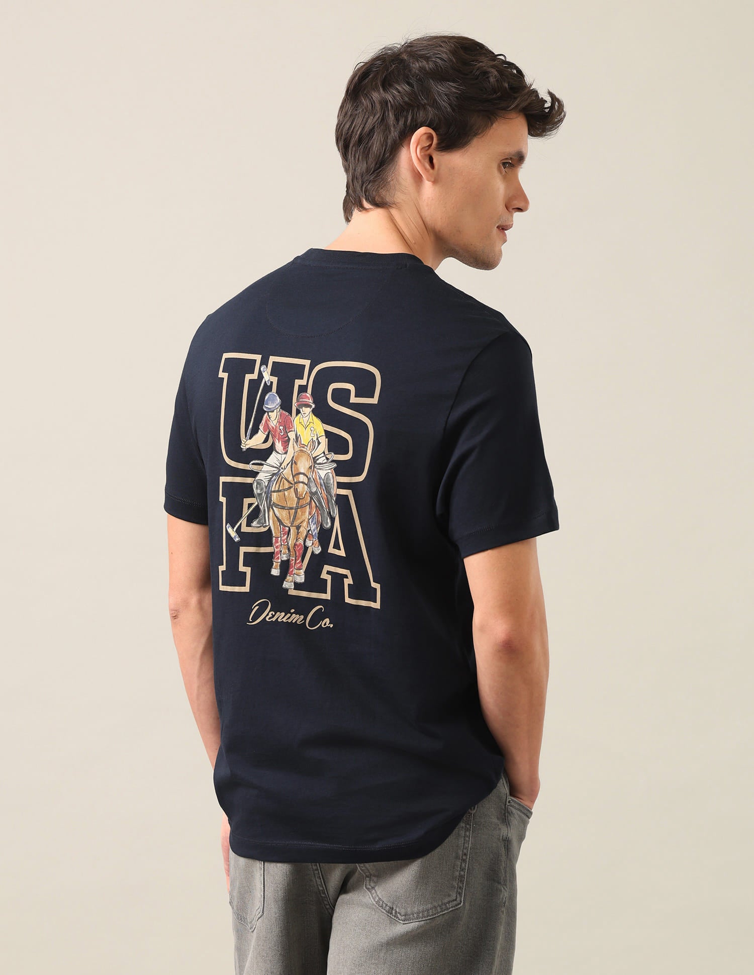 Graphic Printed Slim Fit T-Shirt Navy - U.S. Polo Assn. India | Large