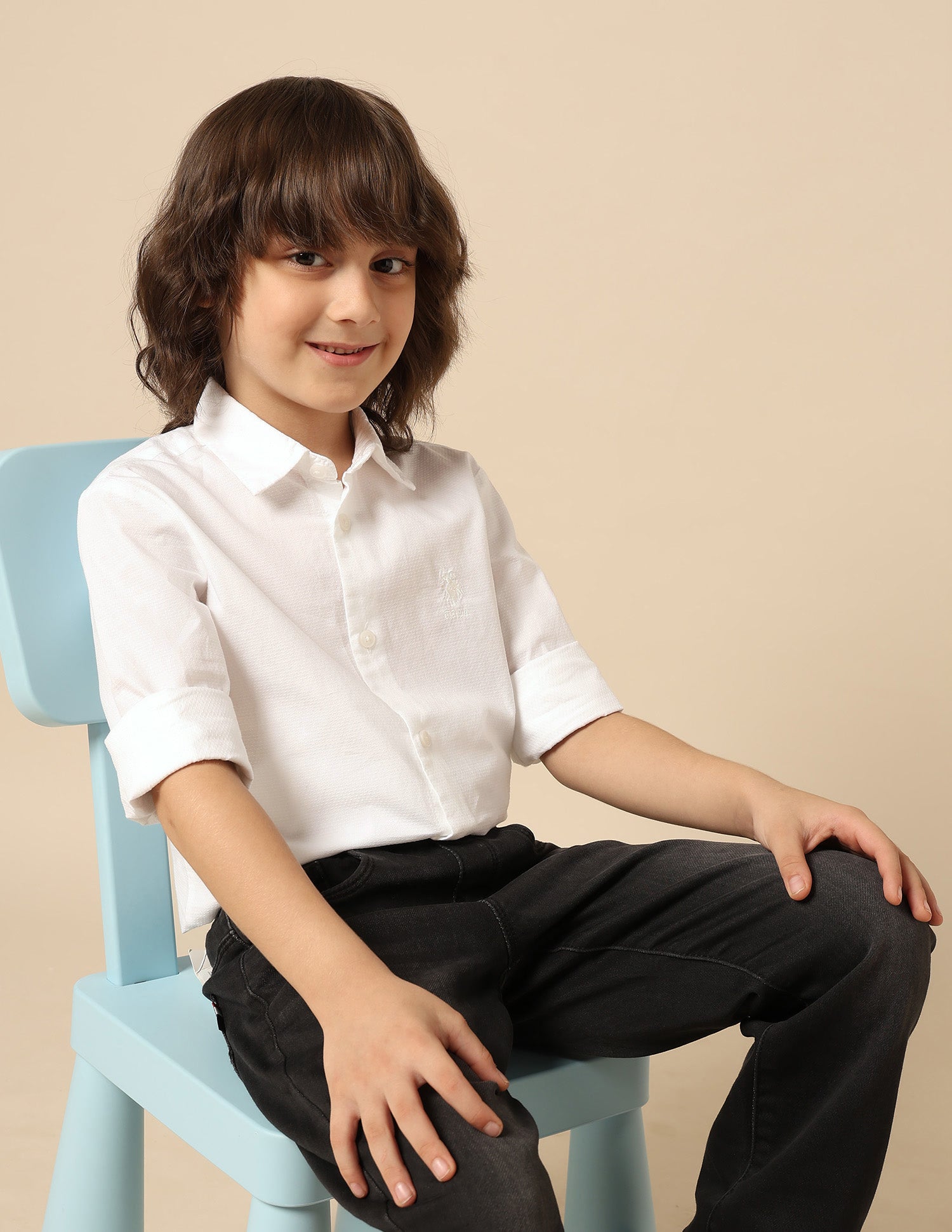 Boys Textured Pure Cotton Shirt