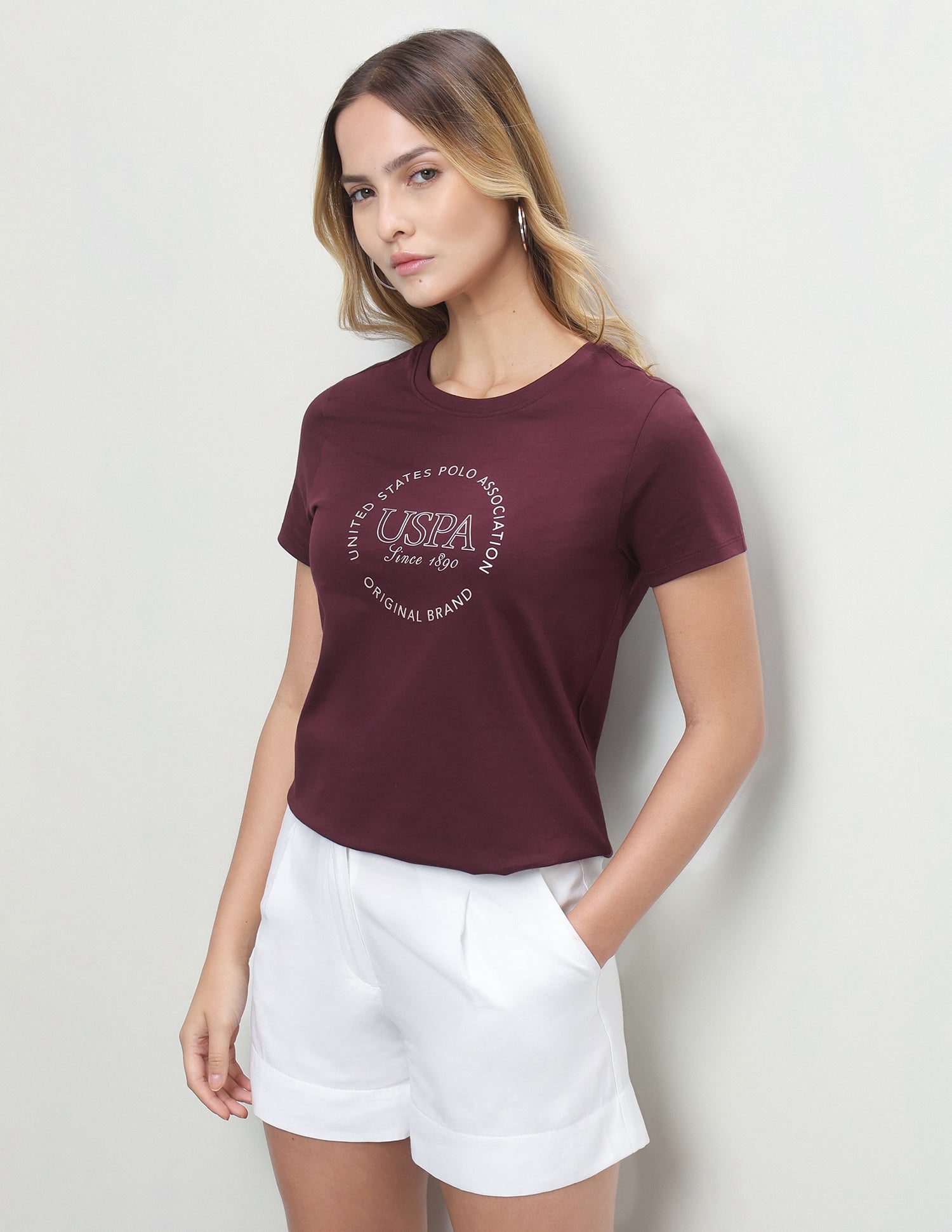 Typographic Brand Printed Regular Fit T-Shirt Purple - U.S. Polo Assn. India | Large