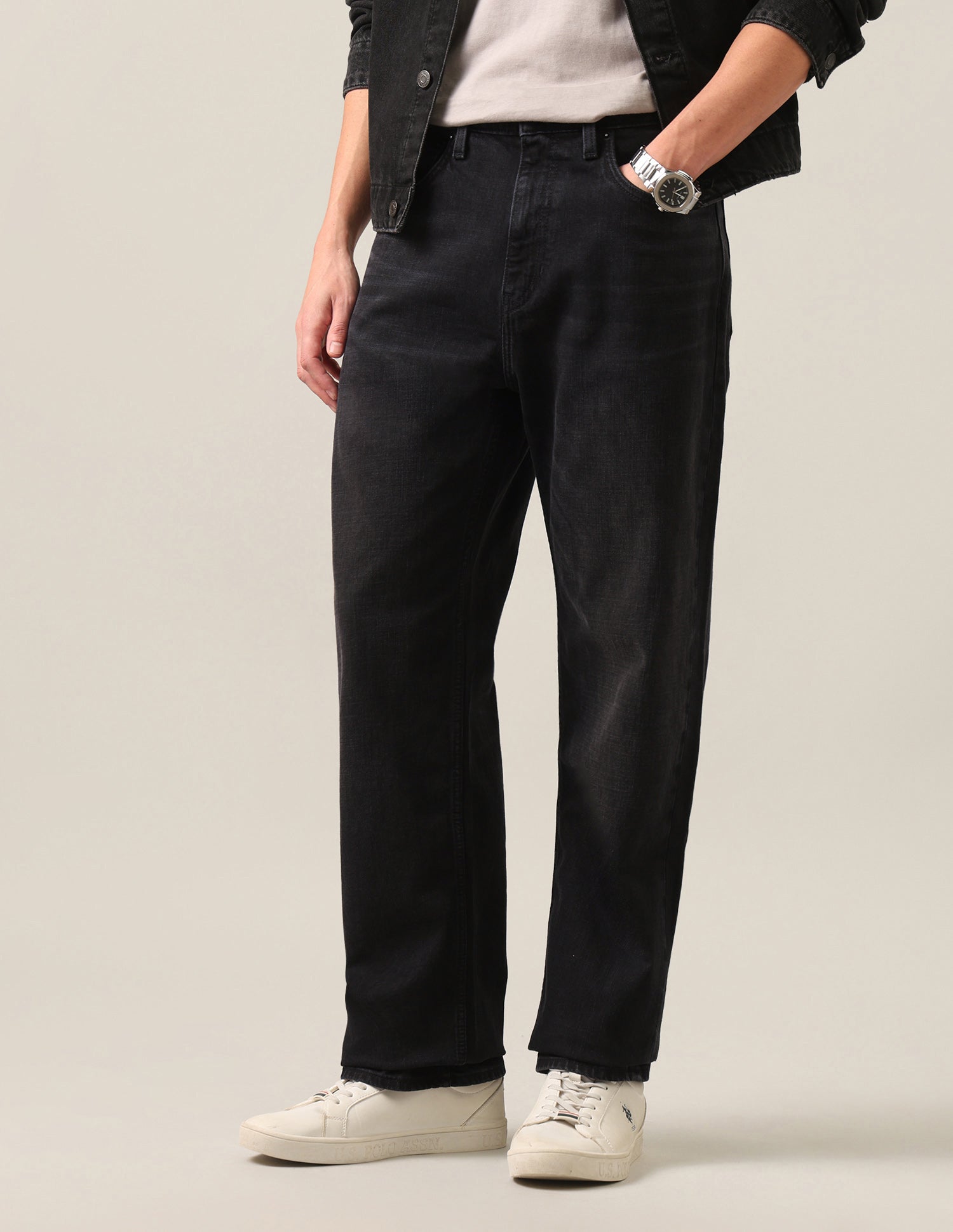 Logan Loose Straight Fit Black Jeans Washed Black - U.S. Polo Assn. India | Large