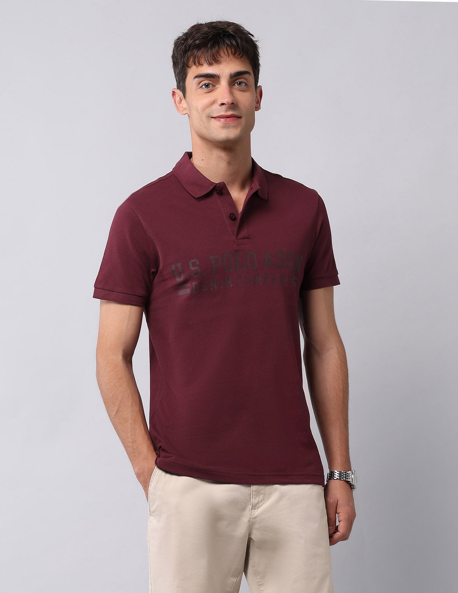 Brand Printed Muscle Fit Polo Shirt