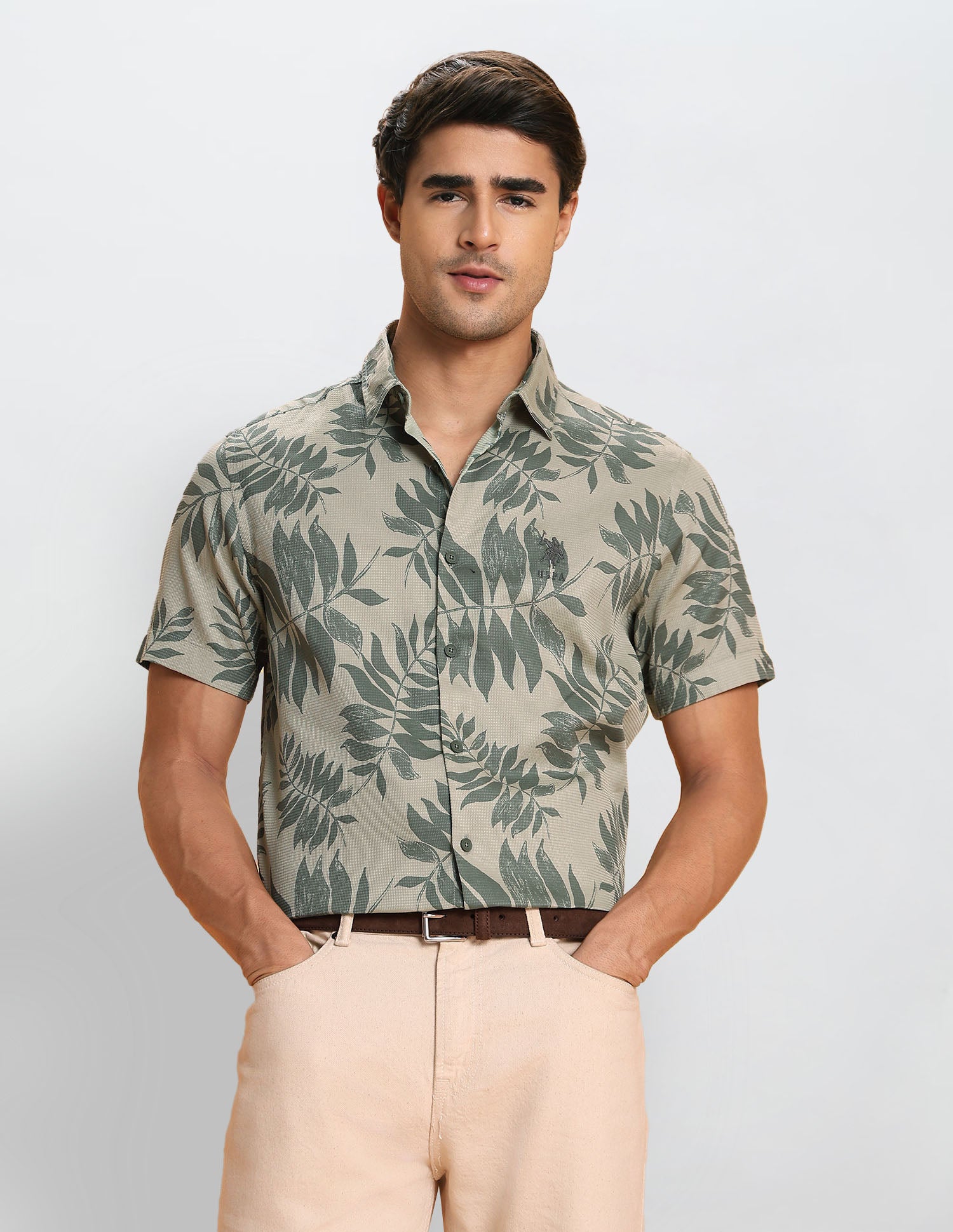 Slim Fit Tropical Printed Shirt