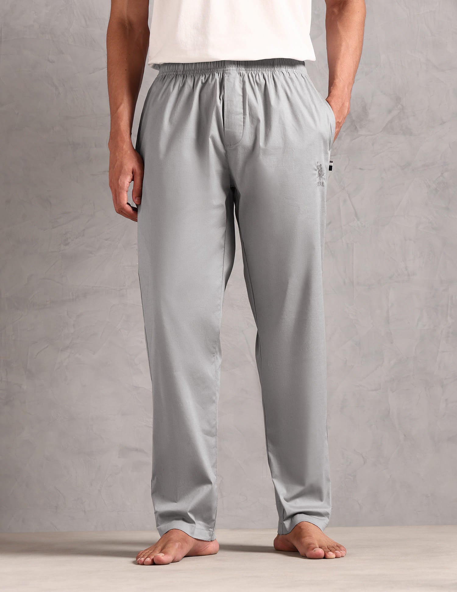 Relaxed Fit Solid LP003 Lounge Pants - Pack Of 1 Ultimate Gray - U.S. Polo Assn. India | Large