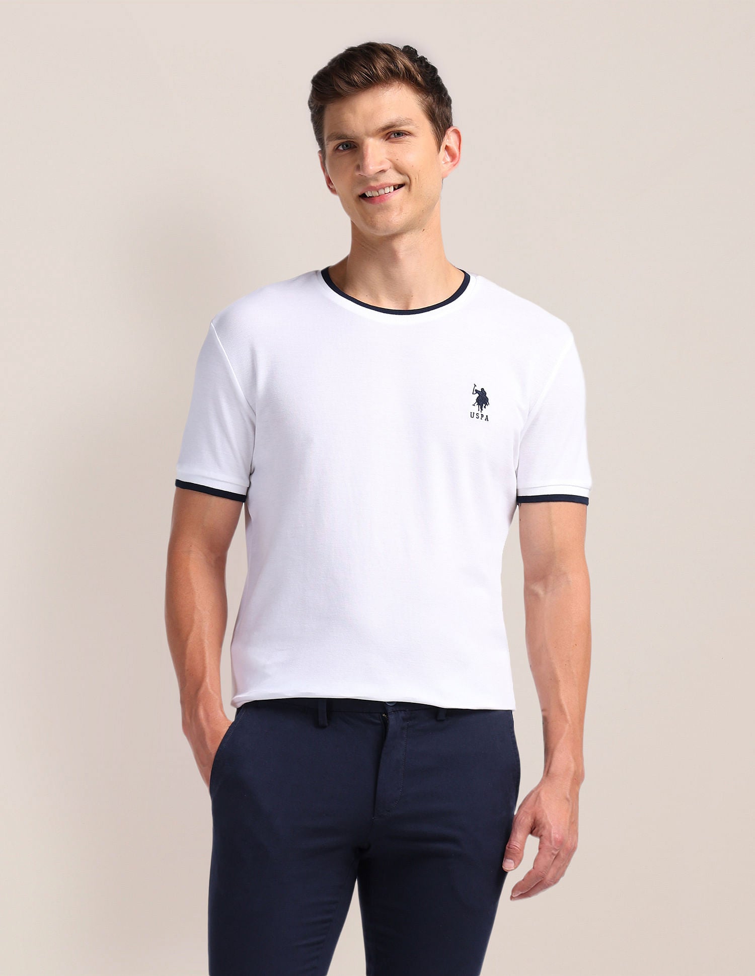 Solid Pure Cotton T-Shirt White - U.S. Polo Assn. India | Large