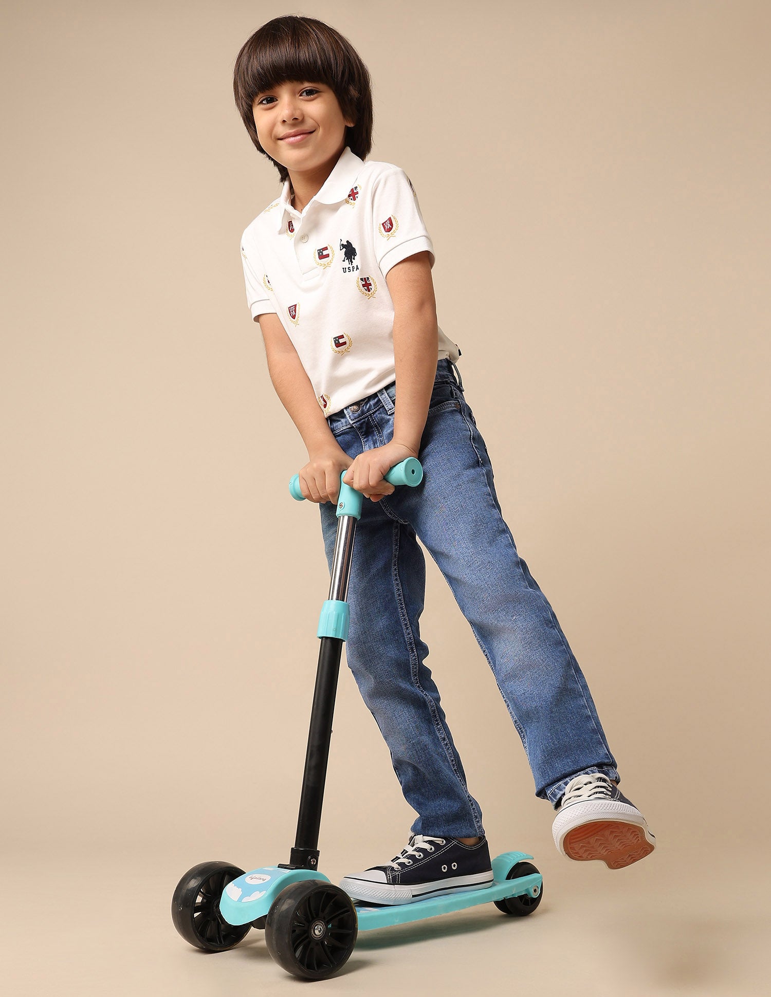 Boys Whiskered Slim Fit Jeans