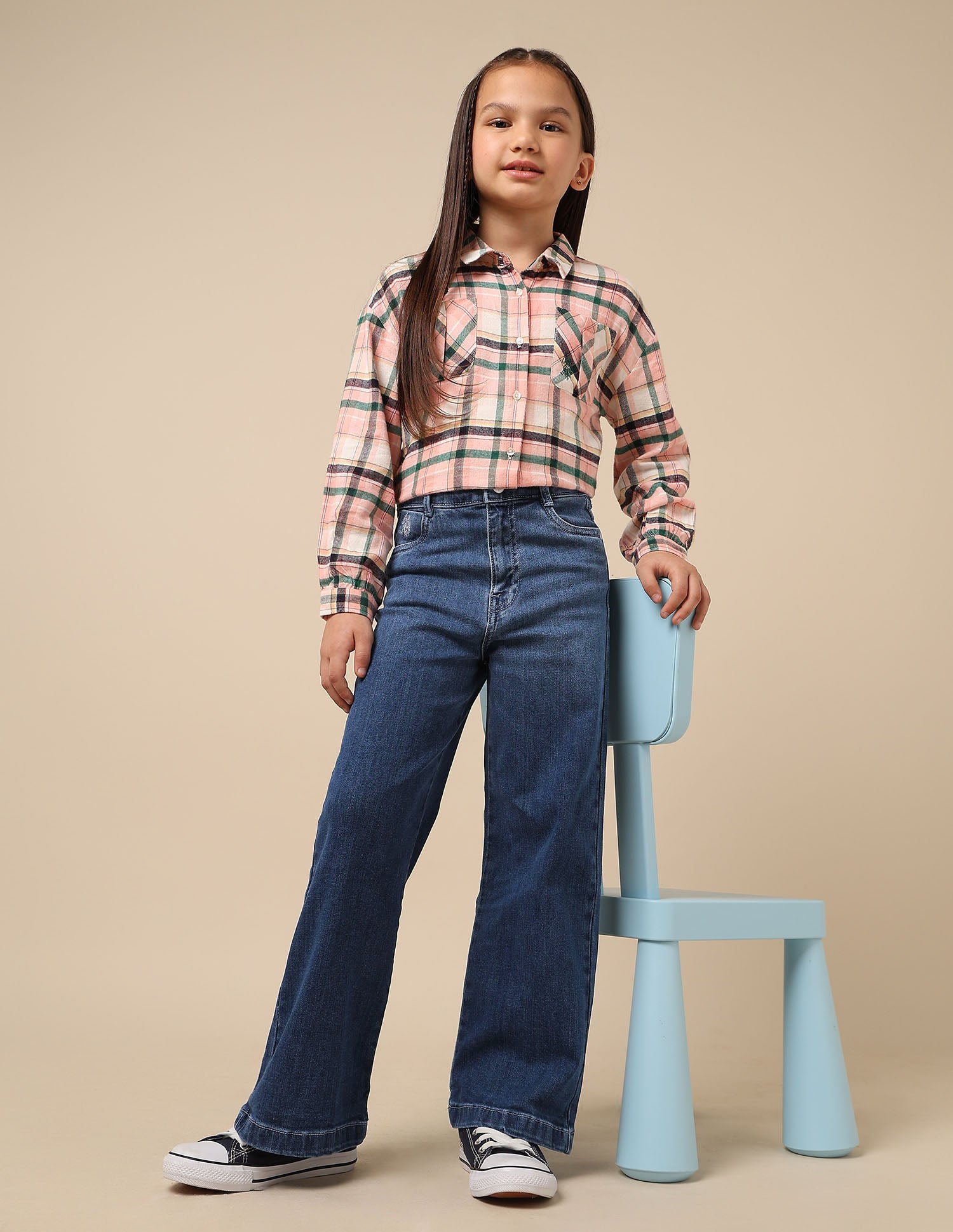 Girls Dyed Wide Leg Fit Jeans