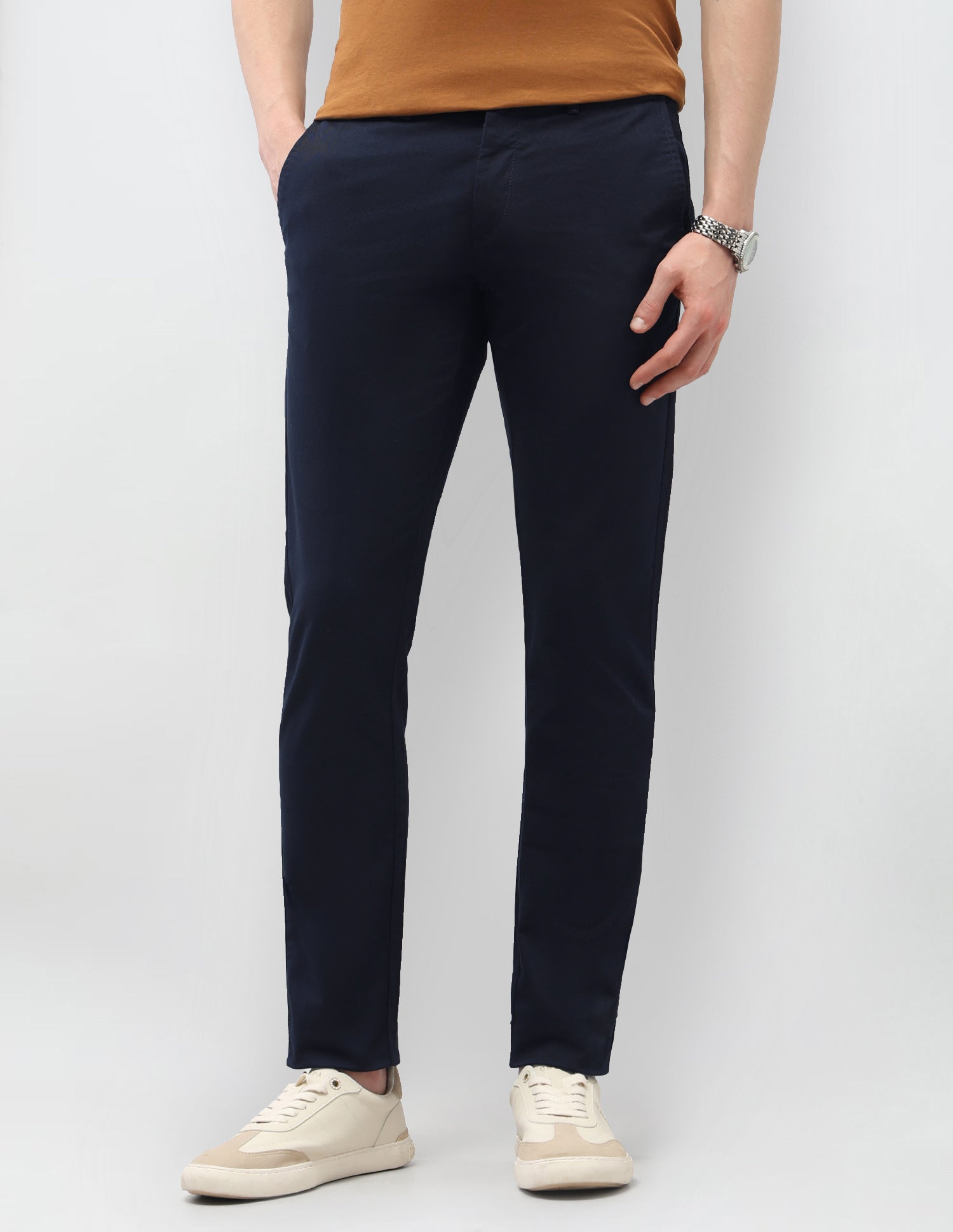 Austin Slim Fit Satin Trousers Navy - U.S. Polo Assn. India | Large