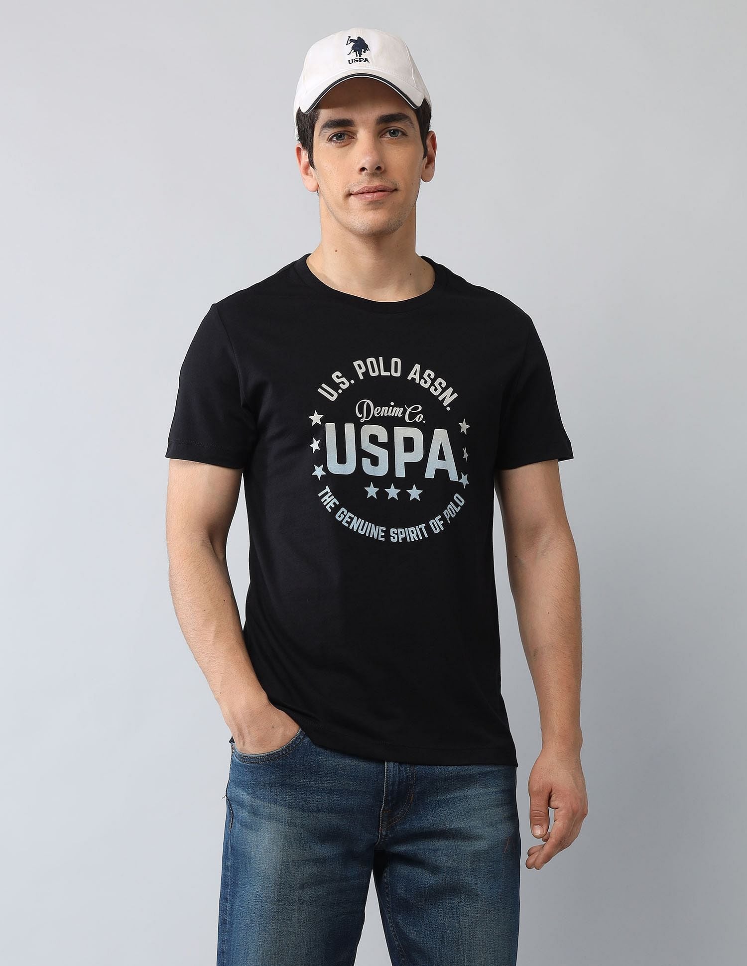 Muscle Fit Brand Printed T-Shirt Black - U.S. Polo Assn. India | Large