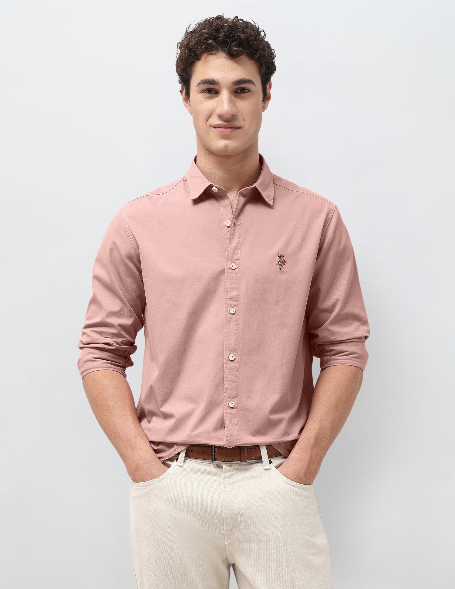 Regular Fit Twill Shirt Pink - U.S. Polo Assn. India | Large