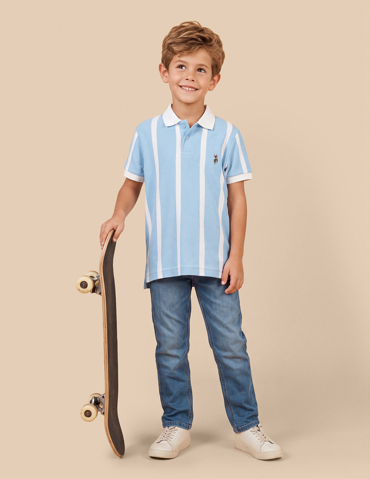 Vertical Striped Regular Fit Polo Shirt Light Blue - U.S. Polo Assn. India | Large