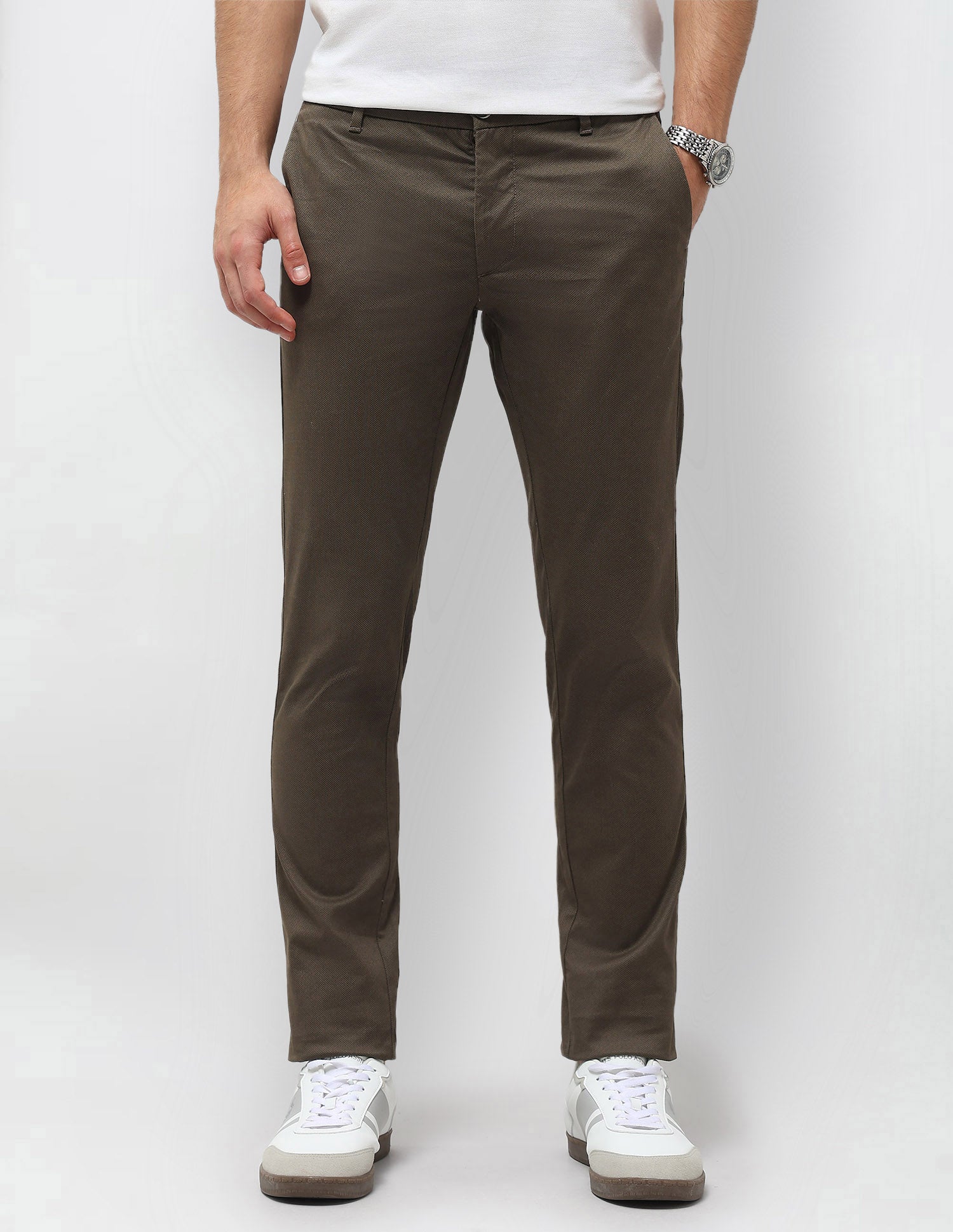 Slim Fit Textured Trousers