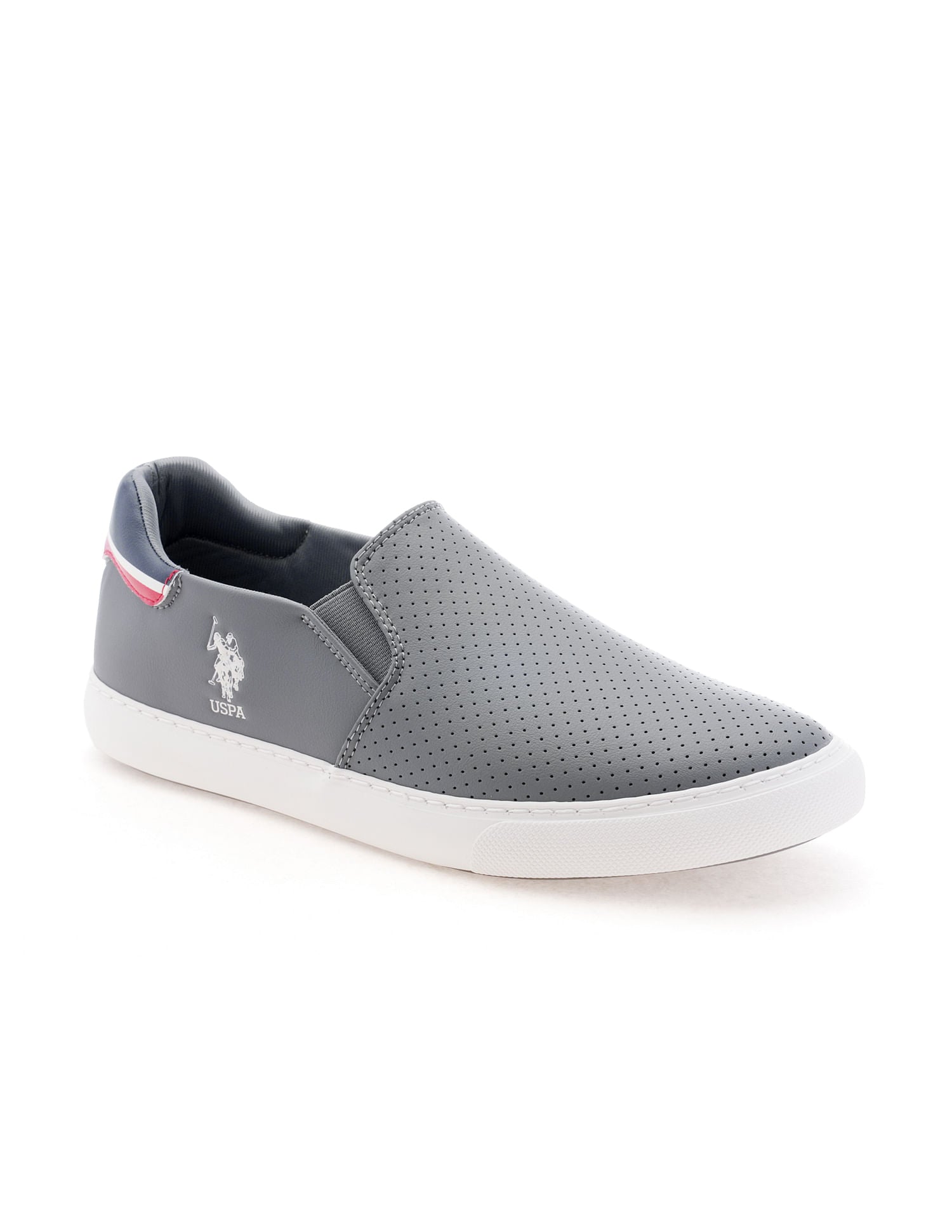 Men Perforated Campbell 2.0 Slip On Shoes Grey - U.S. Polo Assn. India | Large