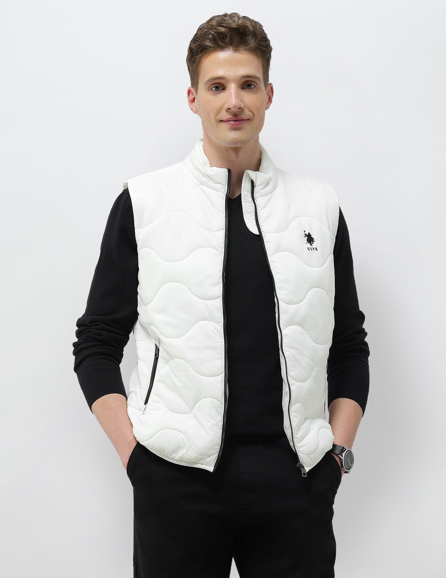Solid Regular Fit Quilted Jacket