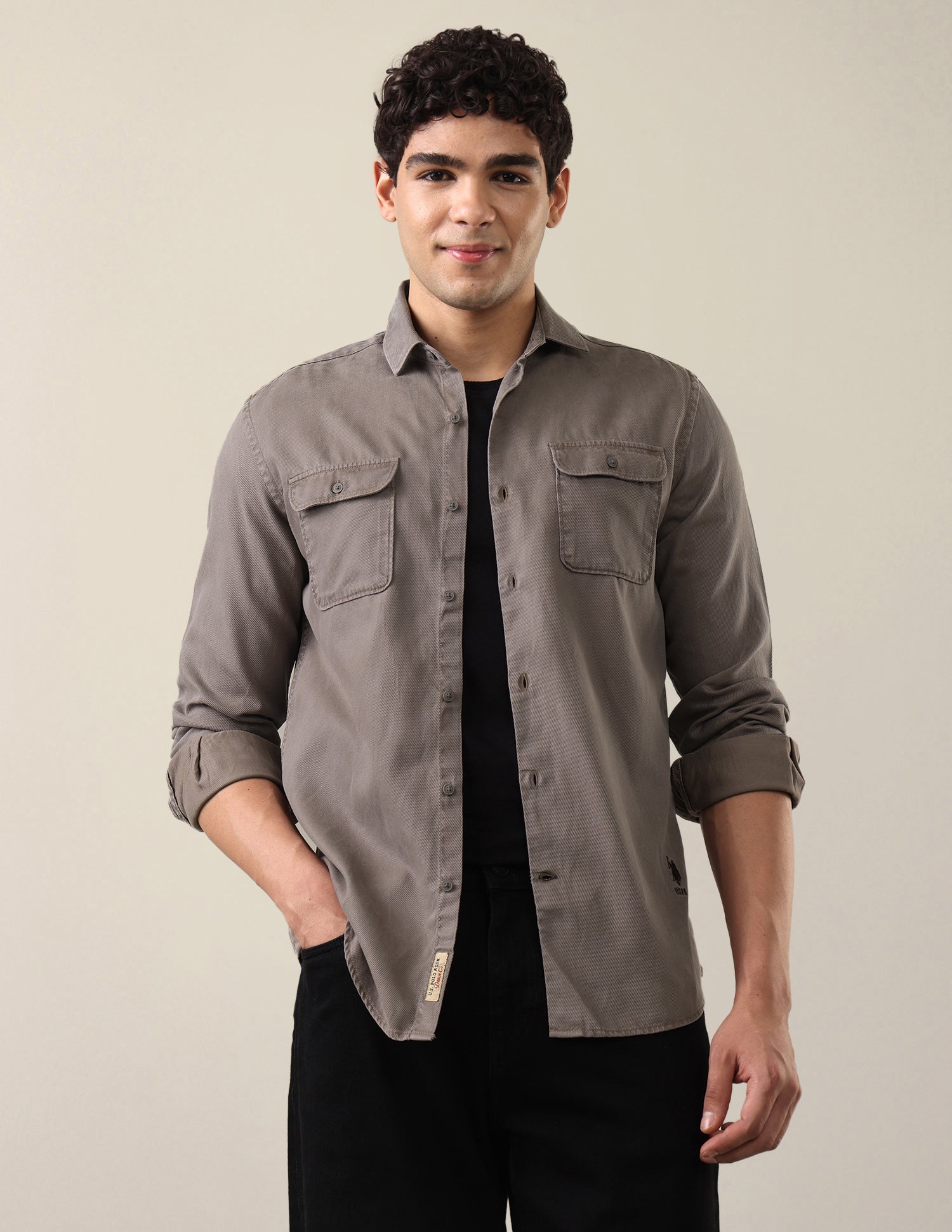 Solid Regular Fit Shirt Grey - U.S. Polo Assn. India | Large