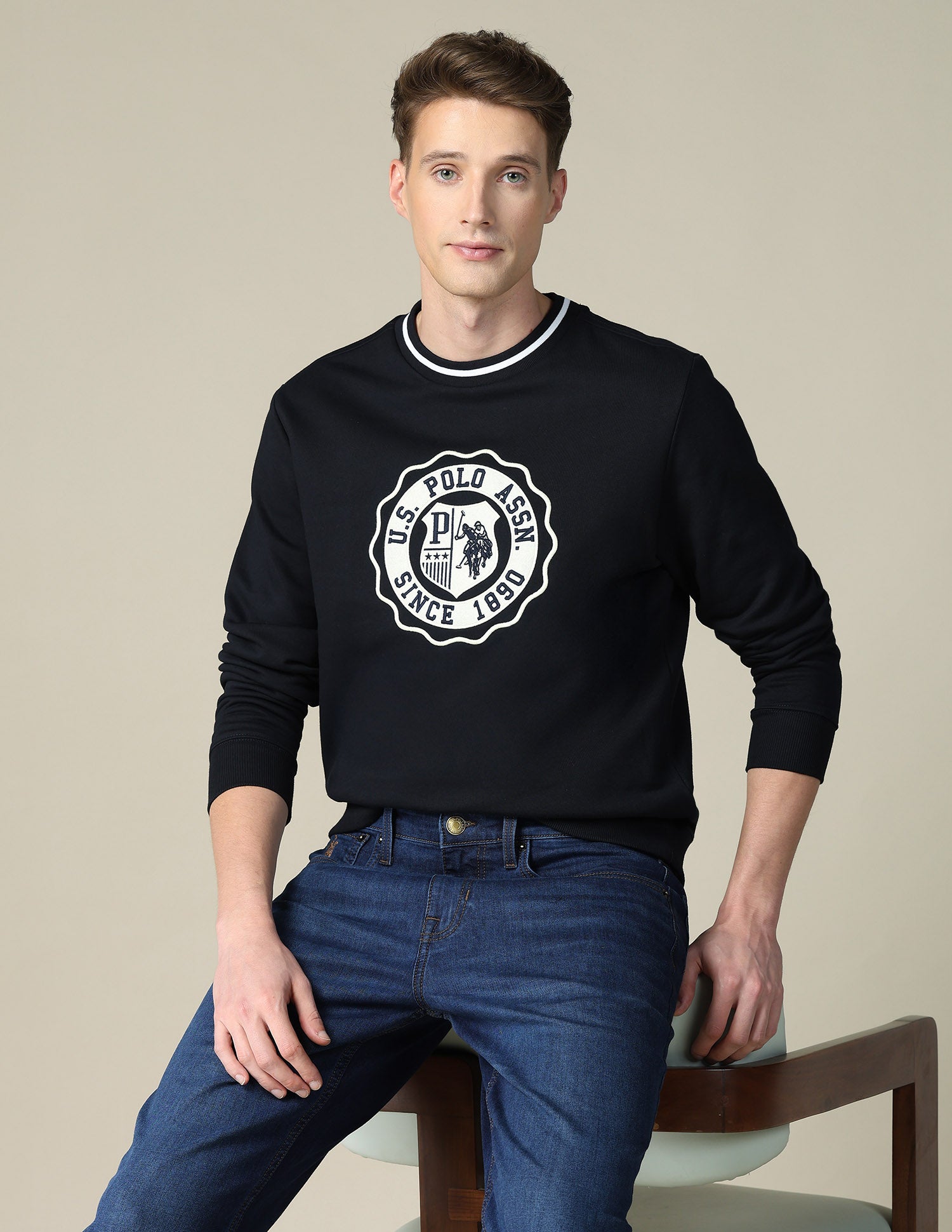 Brand Embroidered Regular Fit Sweatshirt
