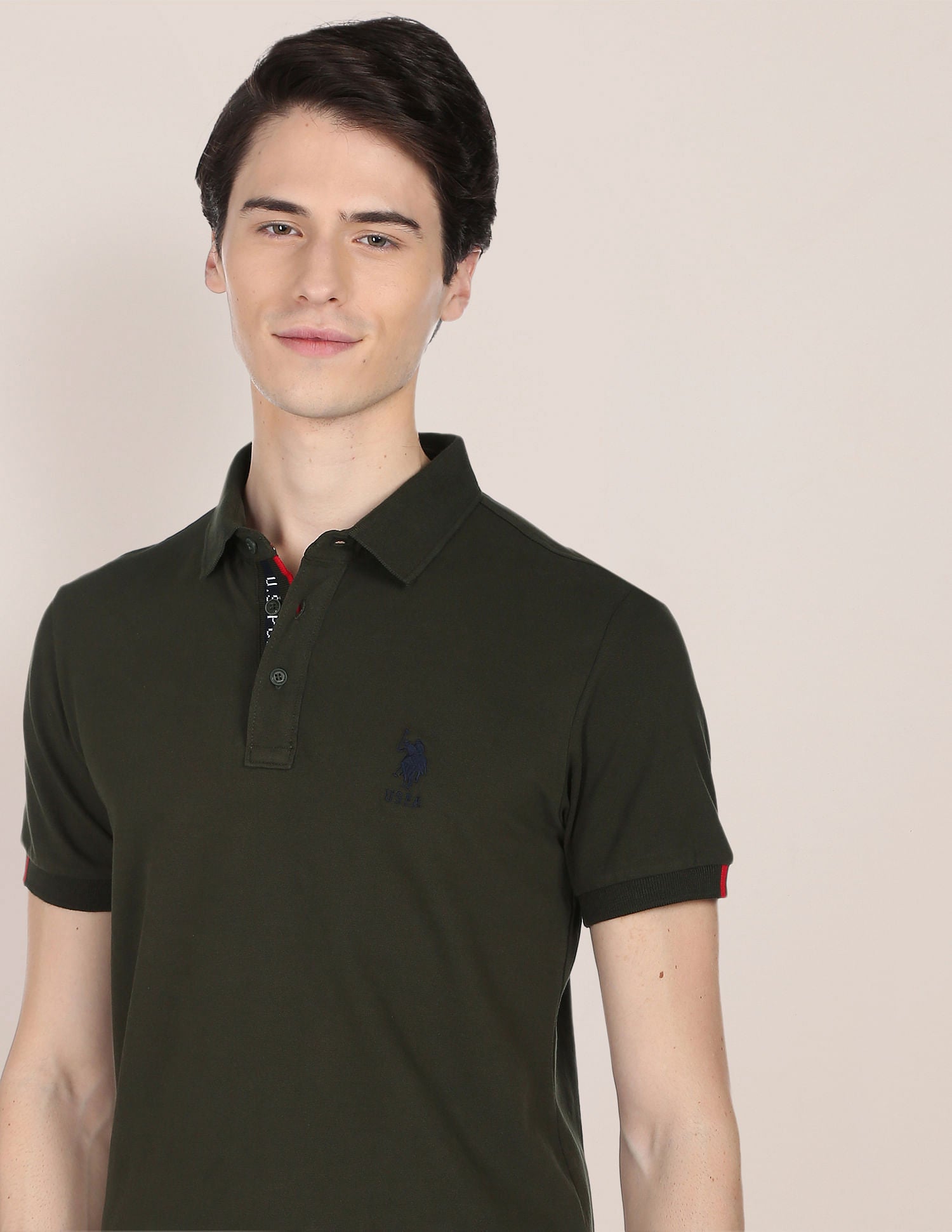 Signature Detail Stretch Polo Shirt Dark Olive - U.S. POLO ASSN. | Large