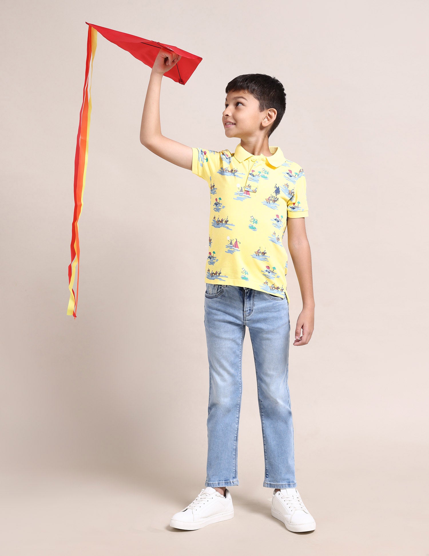 Boys Graphic Print Polo Shirt Light Yellow - U.S. Polo Assn. India | Large