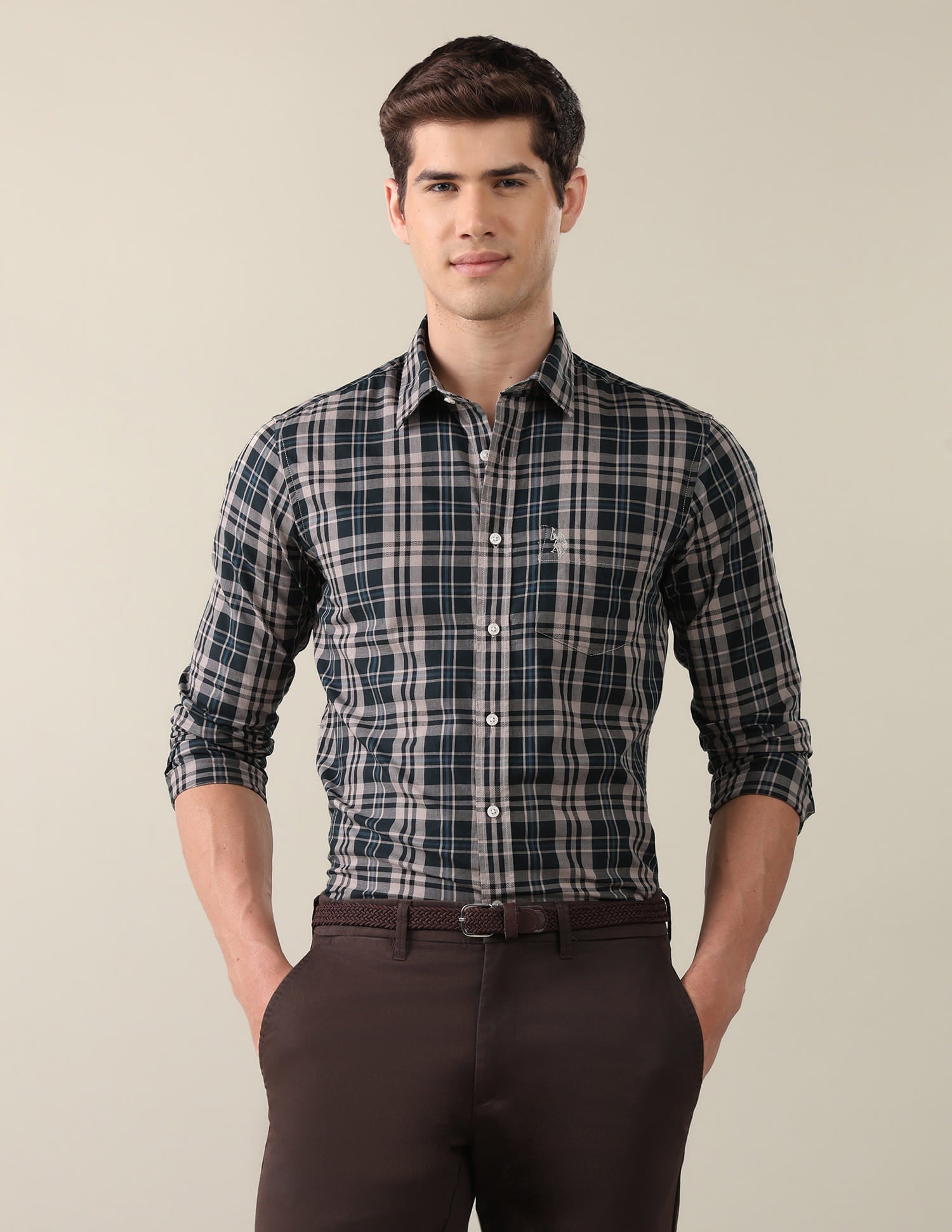 Twill Plaid Checked Shirt Green - U.S. Polo Assn. India | Large