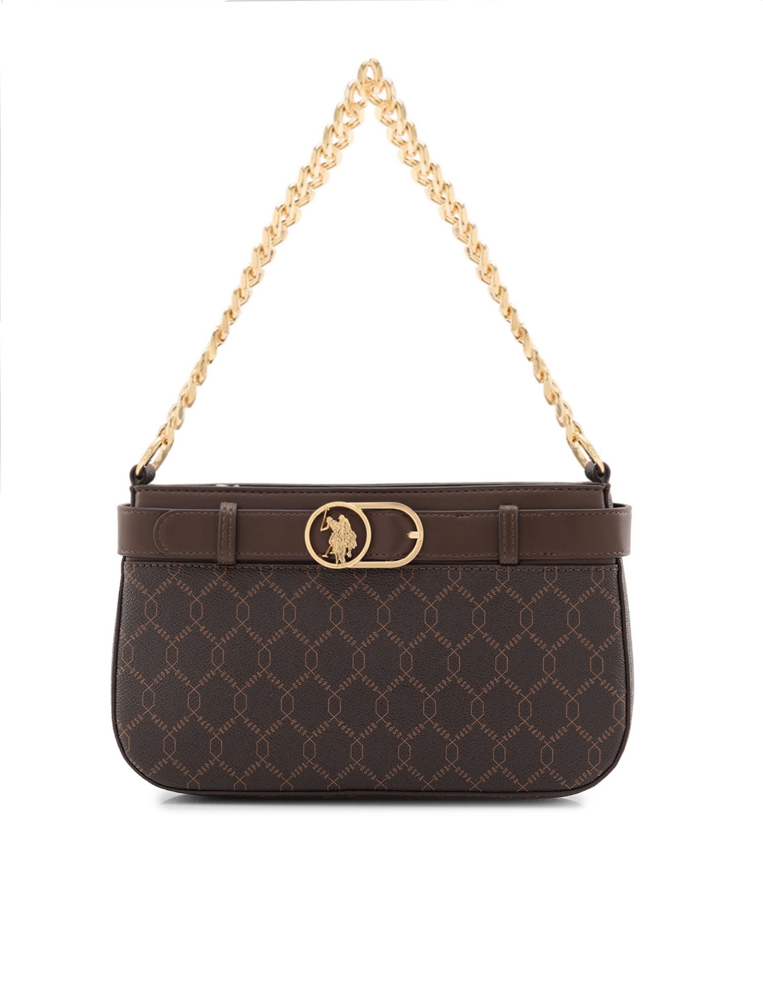 Corina Brand Printed Shoulder Bag Dark Brown - U.S. Polo Assn. India | Large