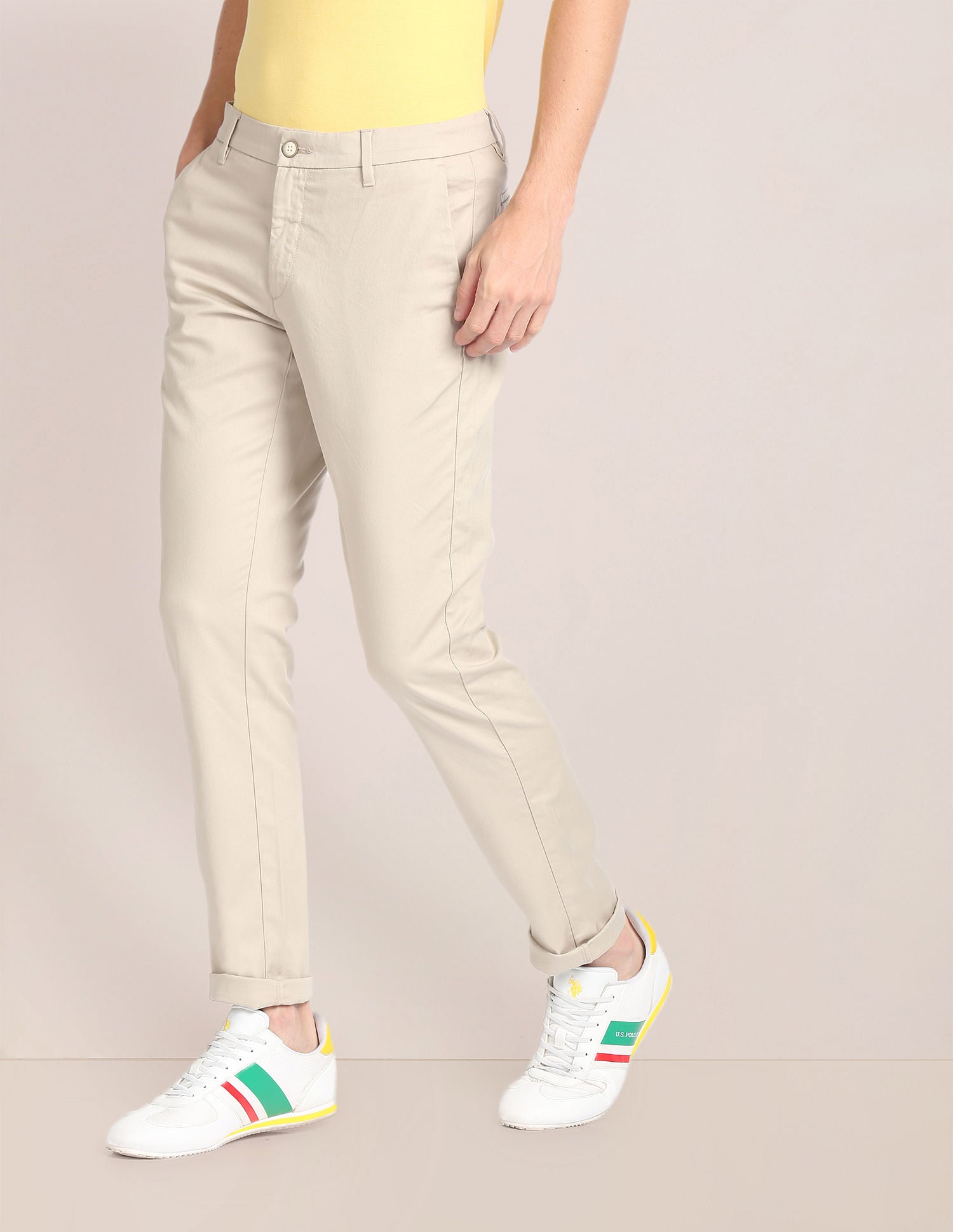 Mid Rise Flat Front Trousers