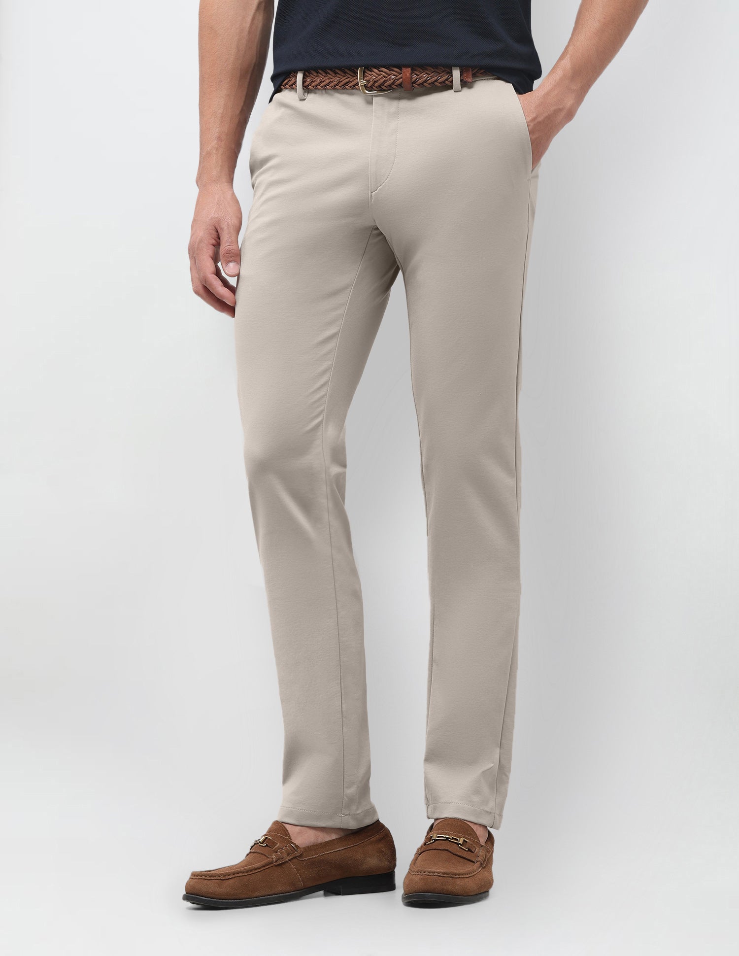 Denver Slim Fit Mid Rise Trousers Stone - U.S. Polo Assn. India | Large