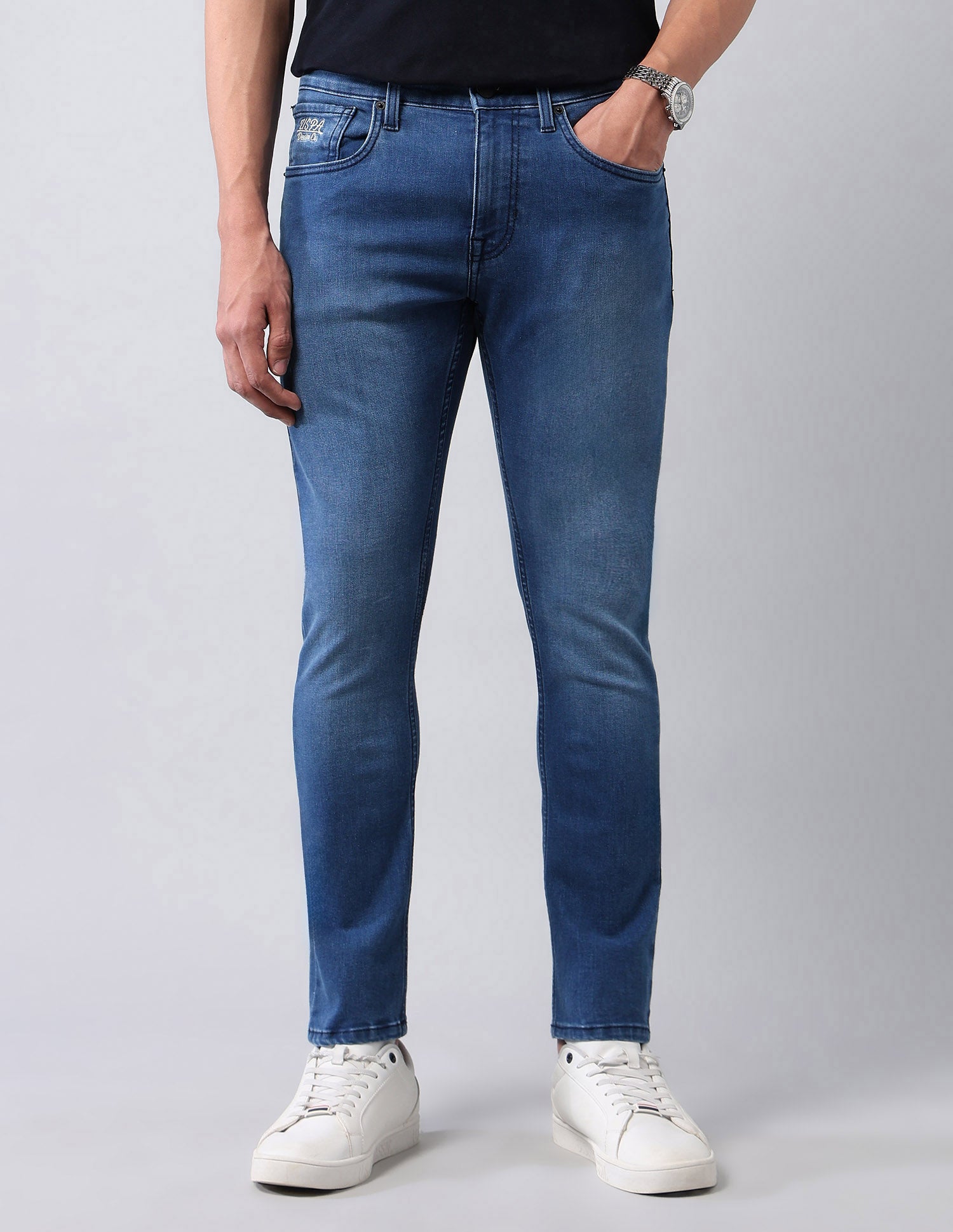 Henry Tapered Fit Blue Jeans Med Blue - U.S. Polo Assn. India | Large