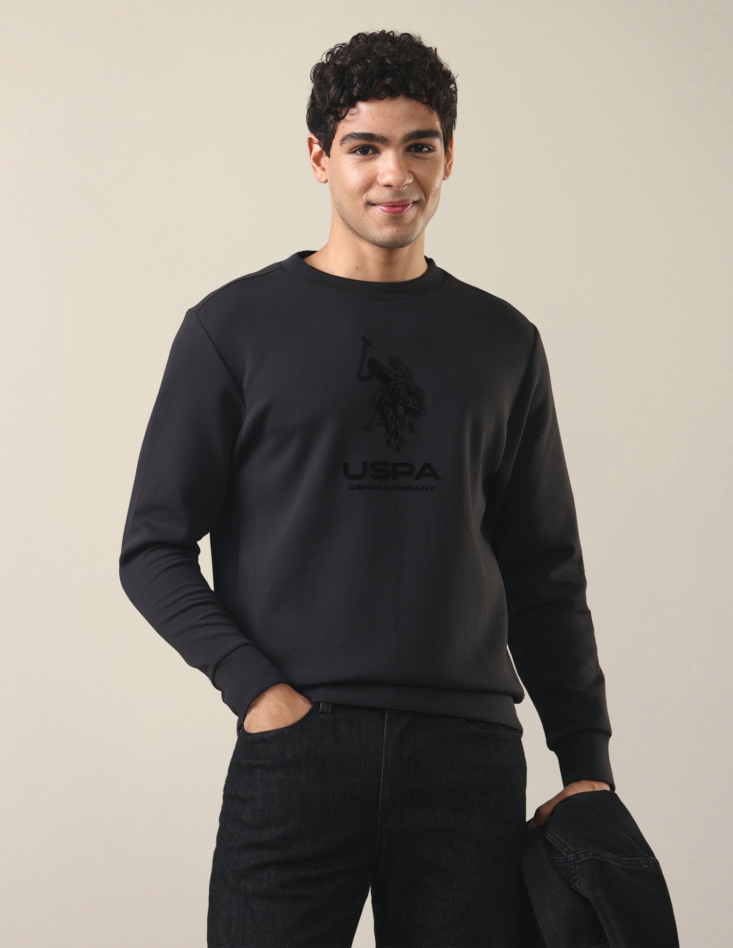 Brand Applique Regular Fit Sweatshirt Dark Grey - U.S. Polo Assn. India | Large