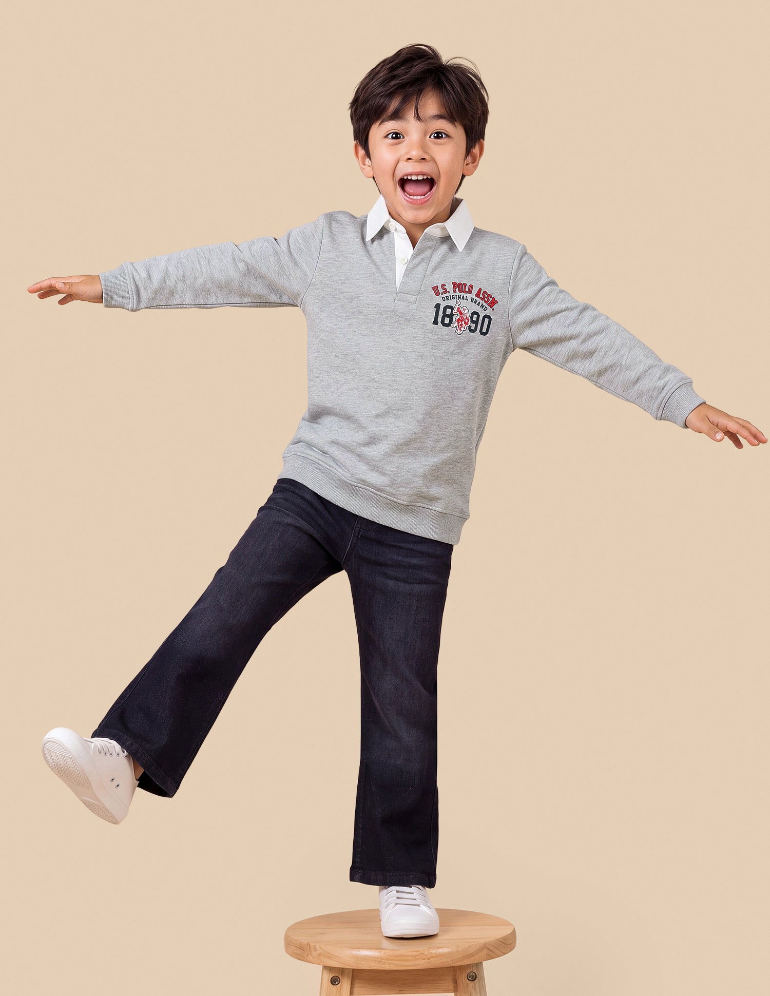Graphic Brand Printed Regular Fit Sweatshirt Grey - U.S. Polo Assn. India | Large