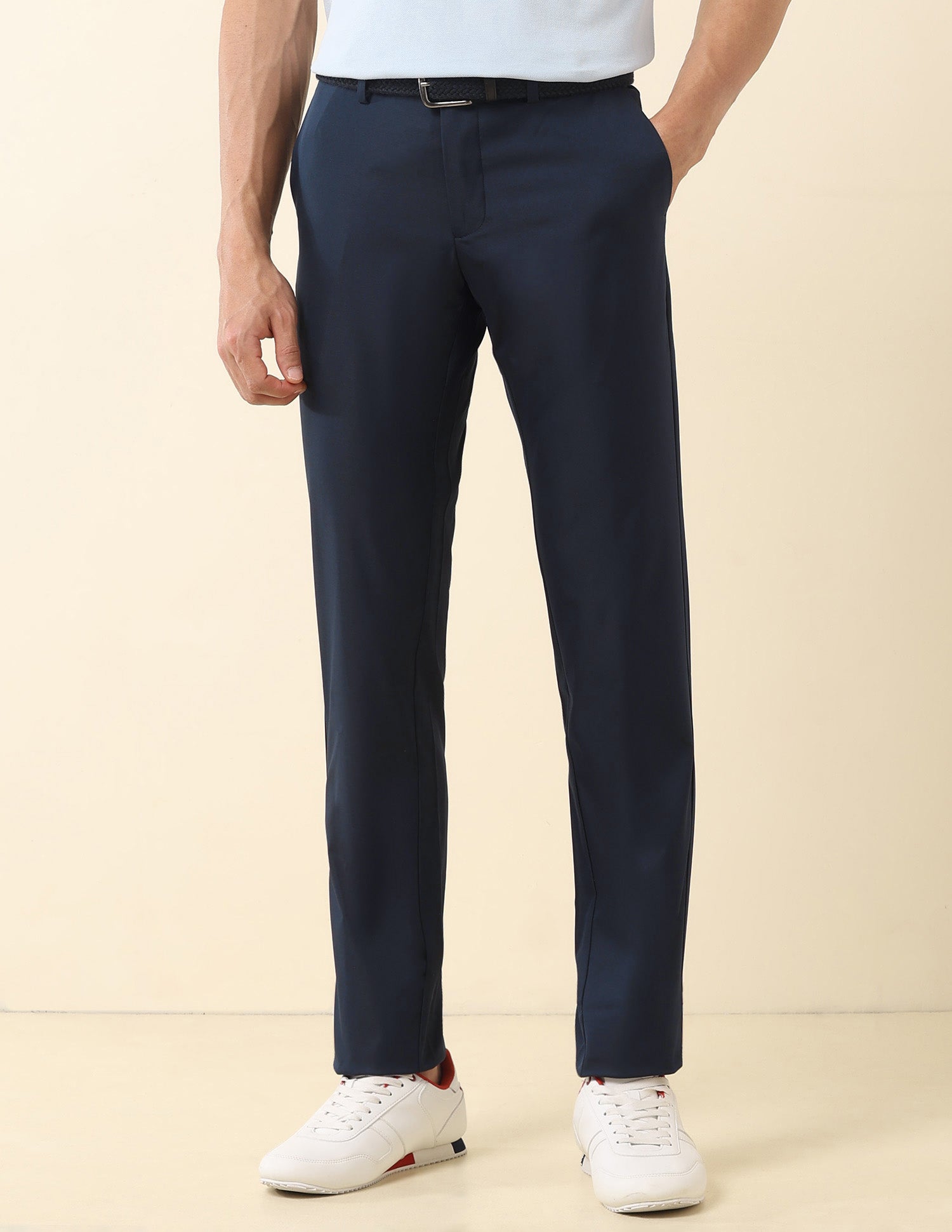 Solid Denver Slim Fit Trousers Navy - U.S. Polo Assn. India | Large