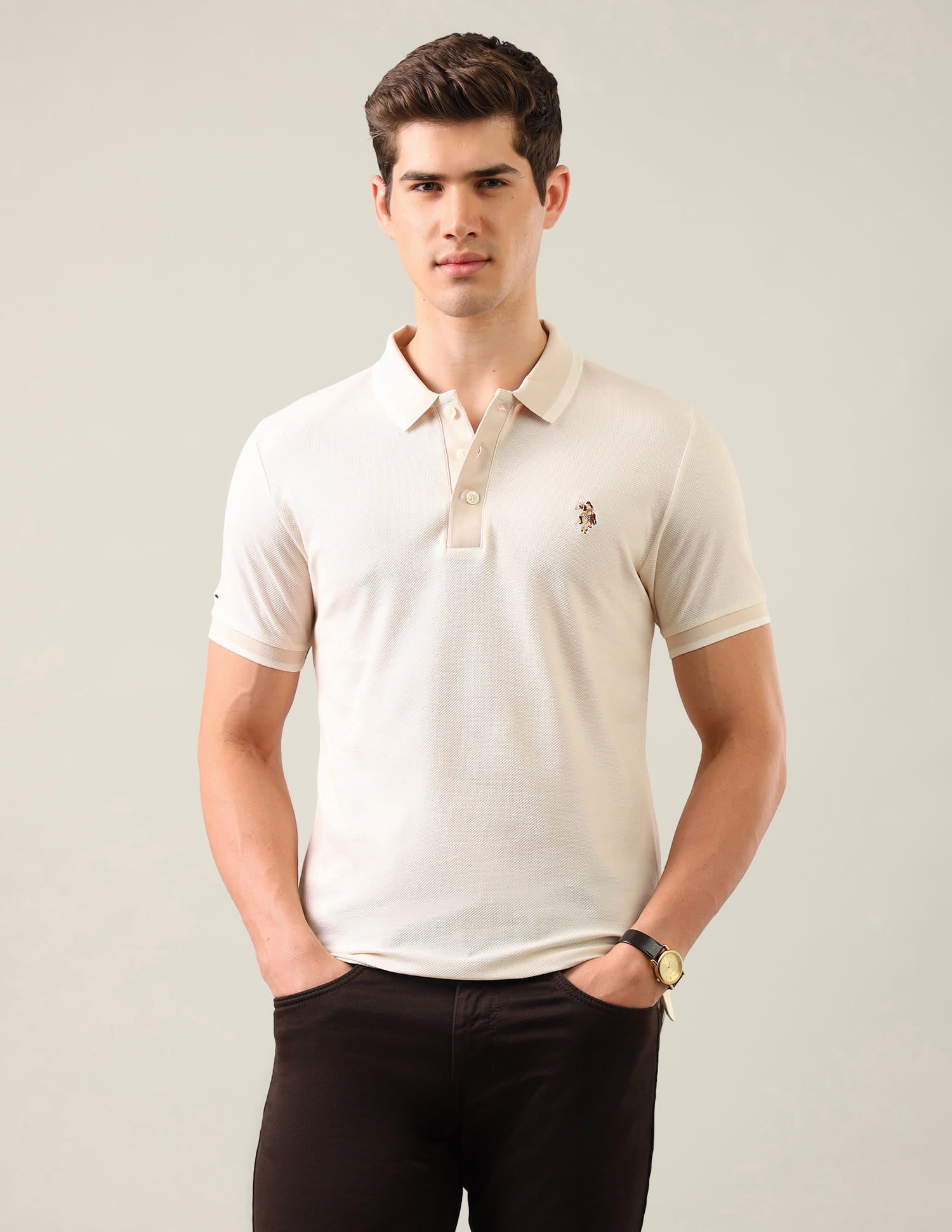 Solid Slim Fit Polo Shirt White - U.S. Polo Assn. India | Large