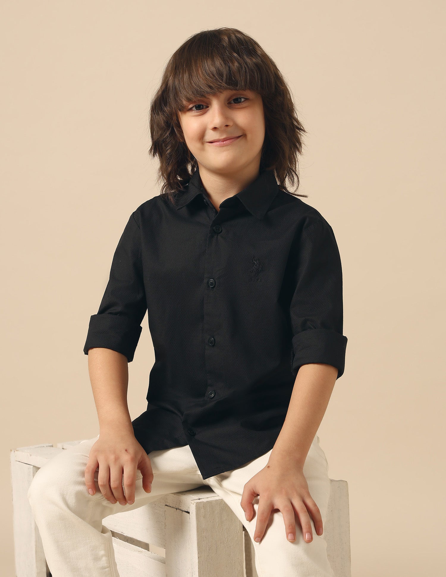 Boys Textured Pure Cotton Shirt