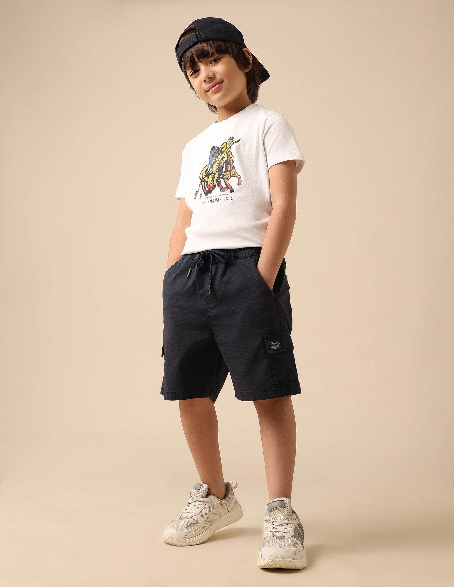 Boys Relaxed Fit Textured Cargo Shorts