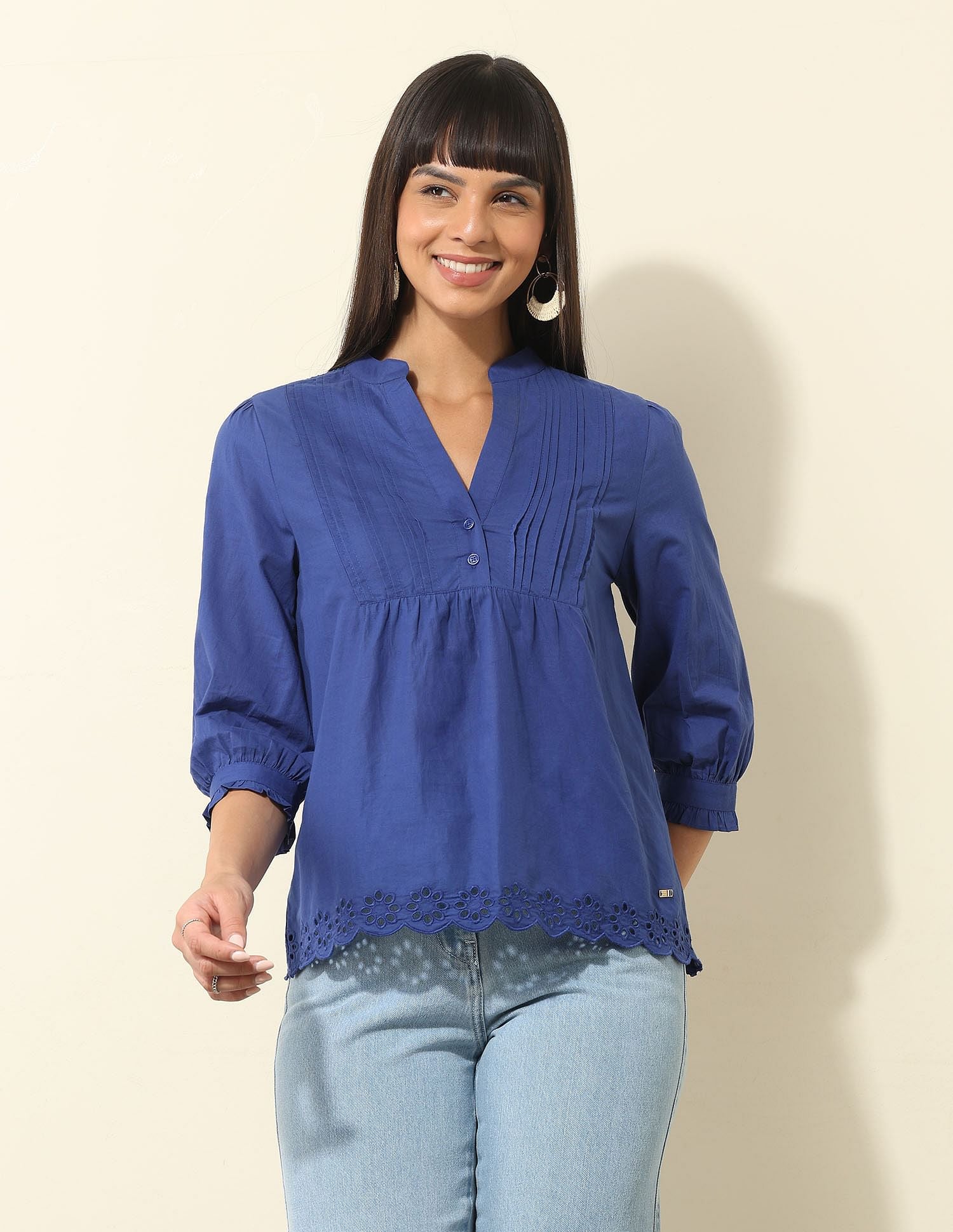 Schiffli Relaxed Fit Top Blue - U.S. Polo Assn. India | Large