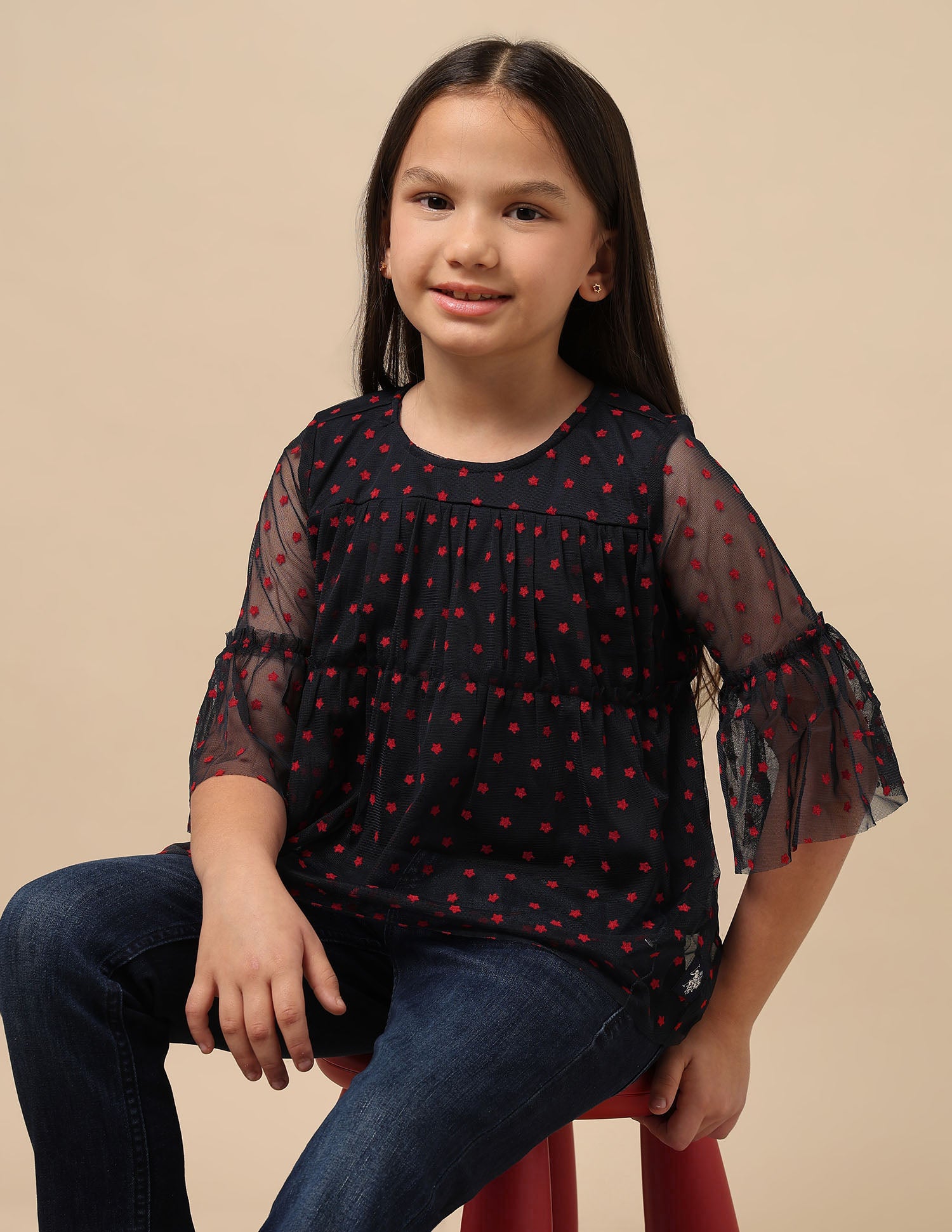 Star Print Tiered Top Navy - U.S. POLO ASSN. | Large