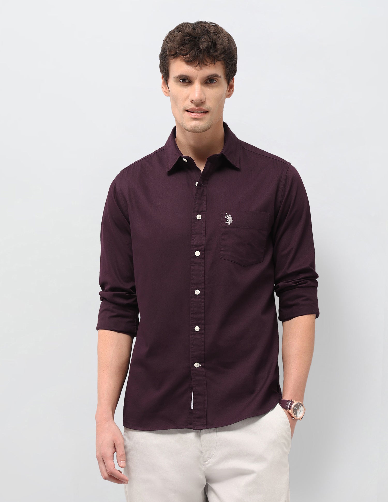Solid Tailored Fit Shirt Red - U.S. Polo Assn. India | Large
