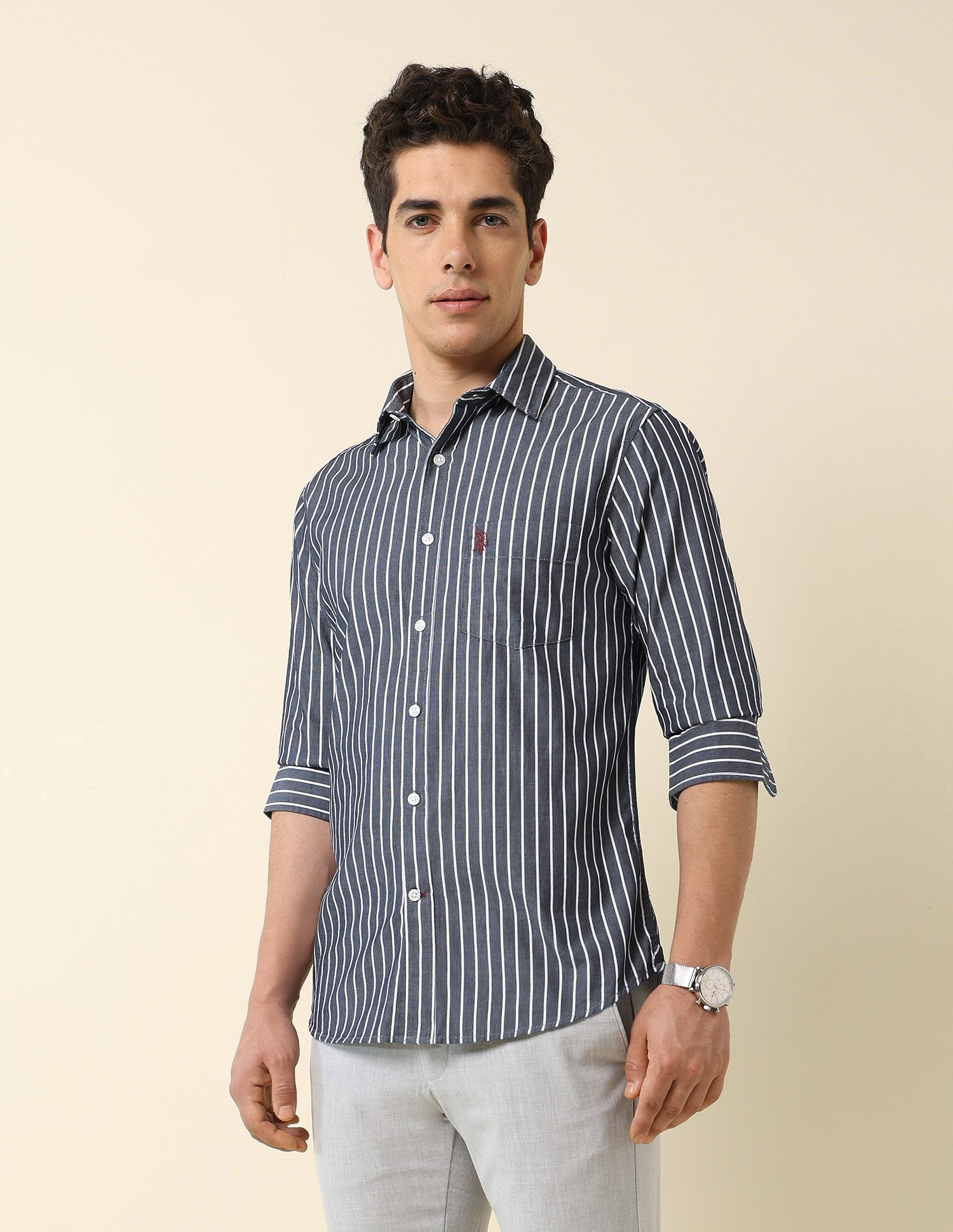 Vertical Striped Tailored Fit Shirt