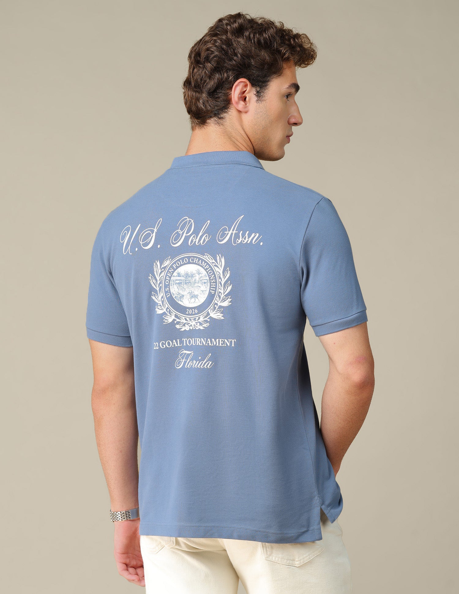 Graphic Brand Printed Regular Fit Polo Shirt Blue - U.S. Polo Assn. India | Large