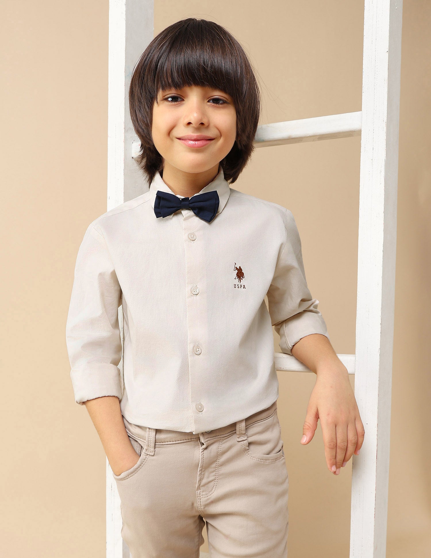 Boys Textured Dobby Shirt