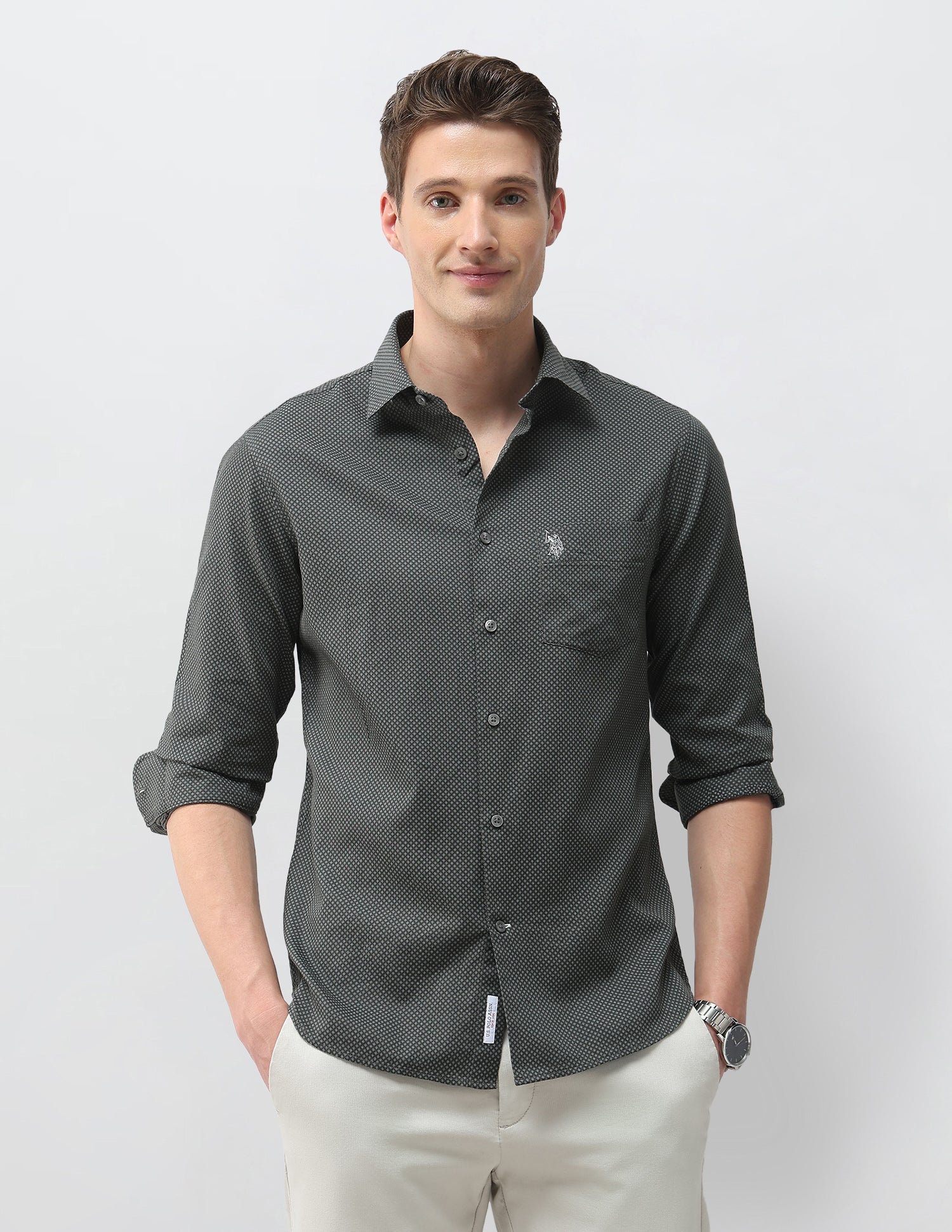 Geometric Printed Dobby Shirt