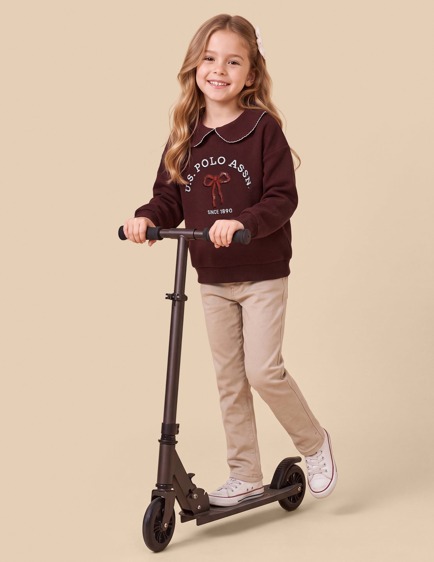 Brand Applique Relaxed Fit Sweatshirt Maroon - U.S. Polo Assn. India | Large