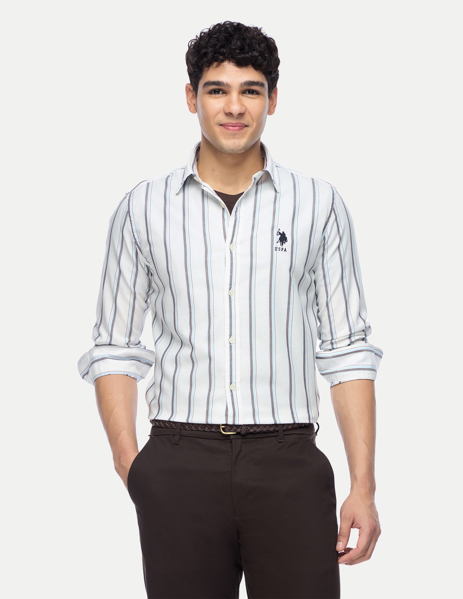 Tailored Vertical Stripes Shirt White - U.S. Polo Assn. India | Large