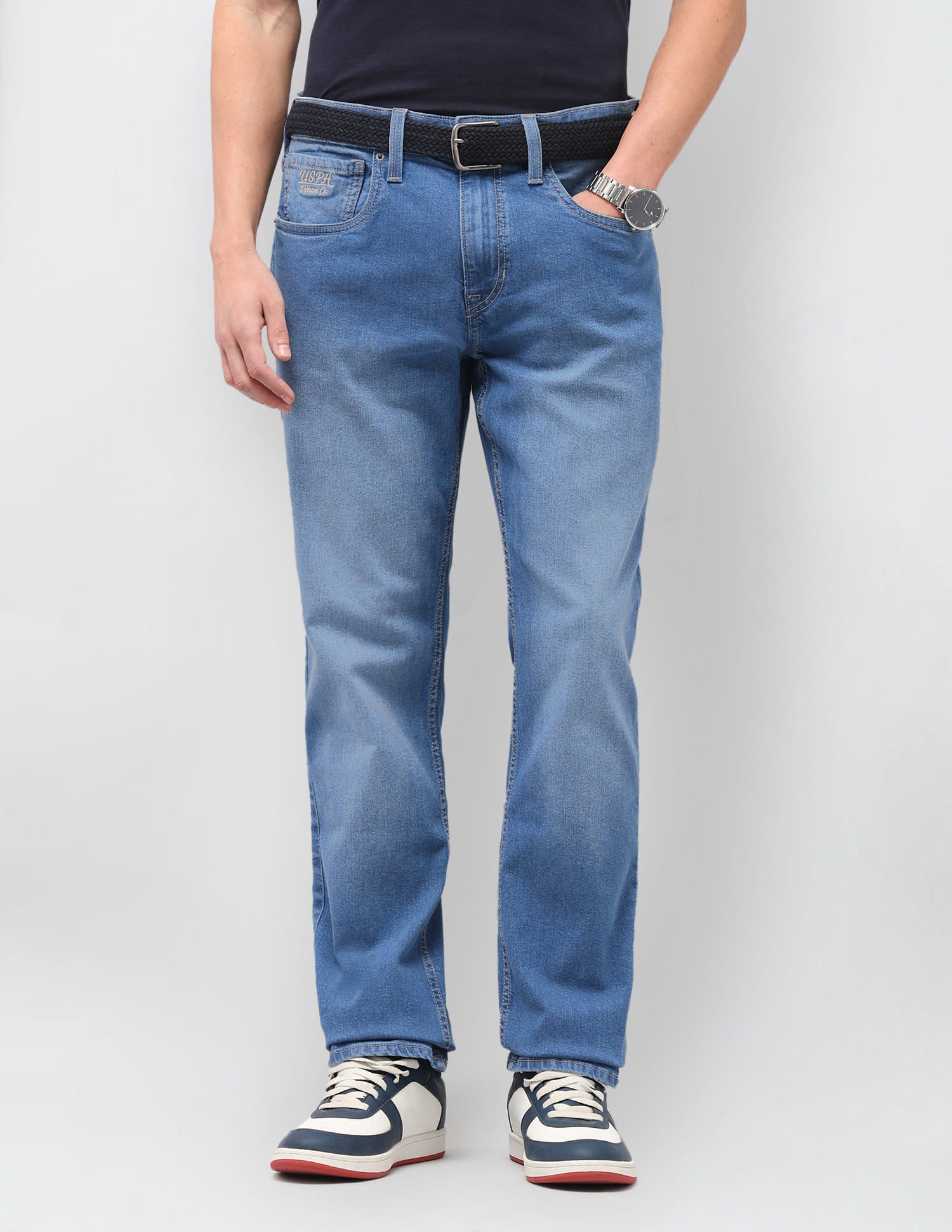Solid Straight Fit Jeans Blue - U.S. Polo Assn. India | Large