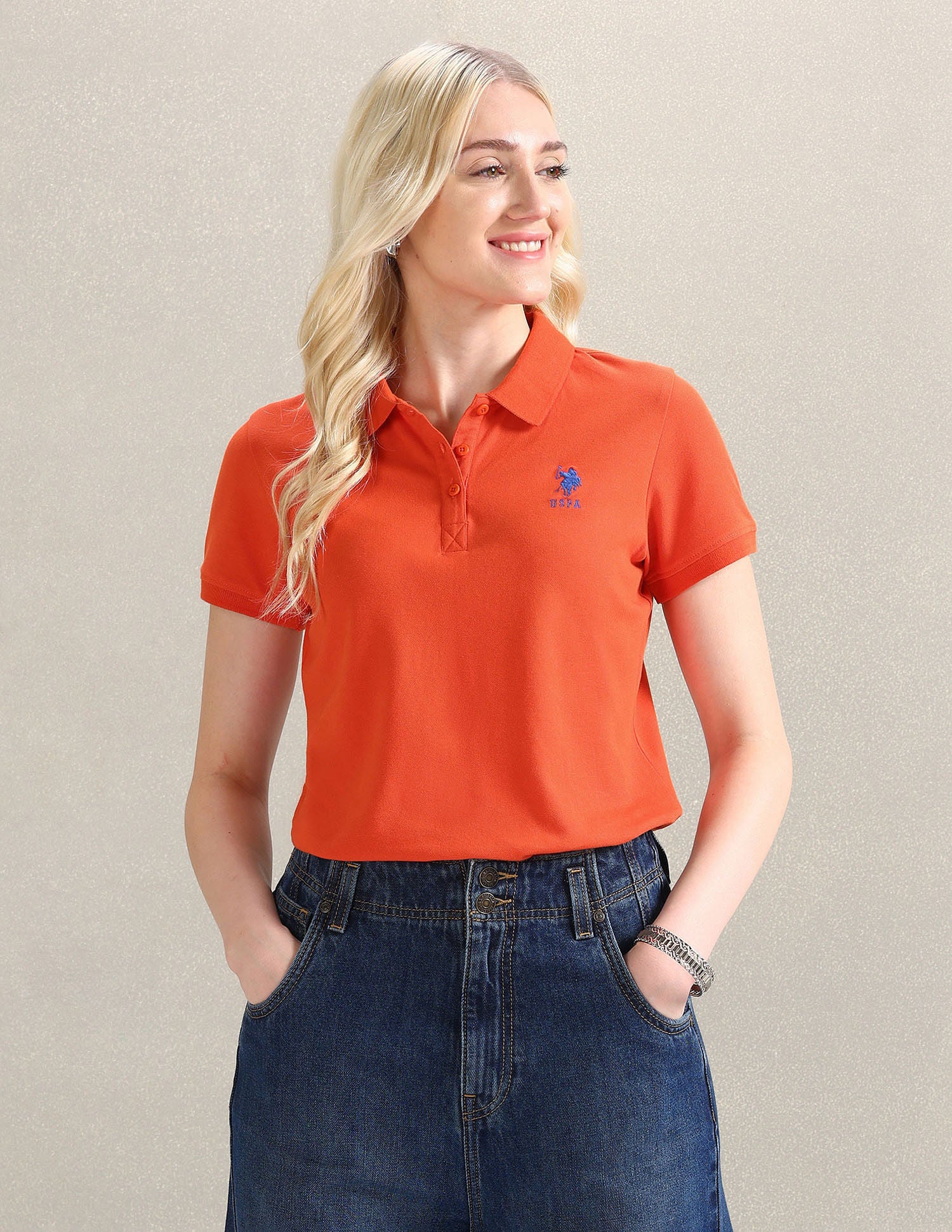 Embroidered Logo Solid Polo Shirt U S Polo Assn India embroidered-logo-solid-polo-shirt-u-s-polo-assn-india