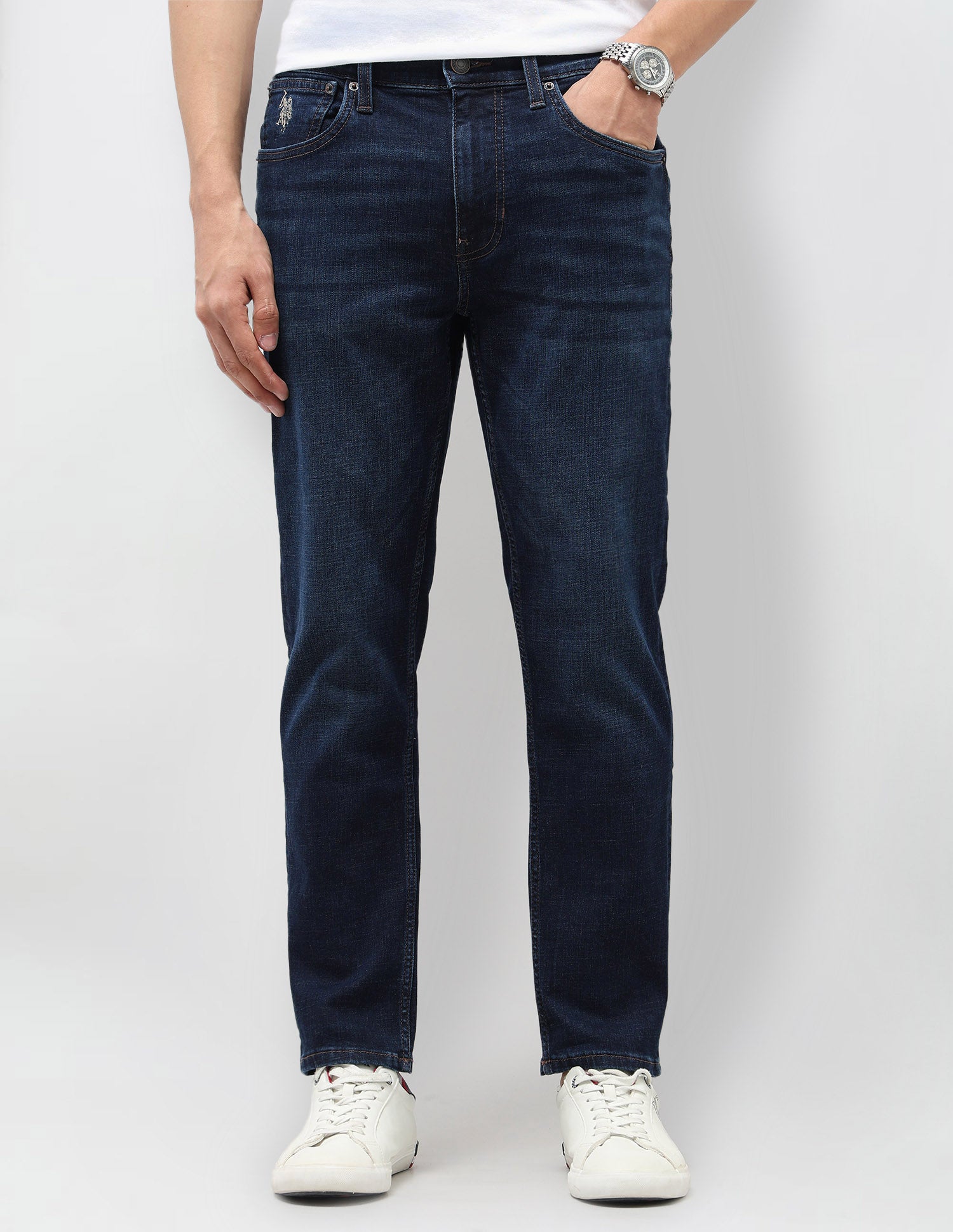 Cole Comfort Cropped Fit Blue Jeans