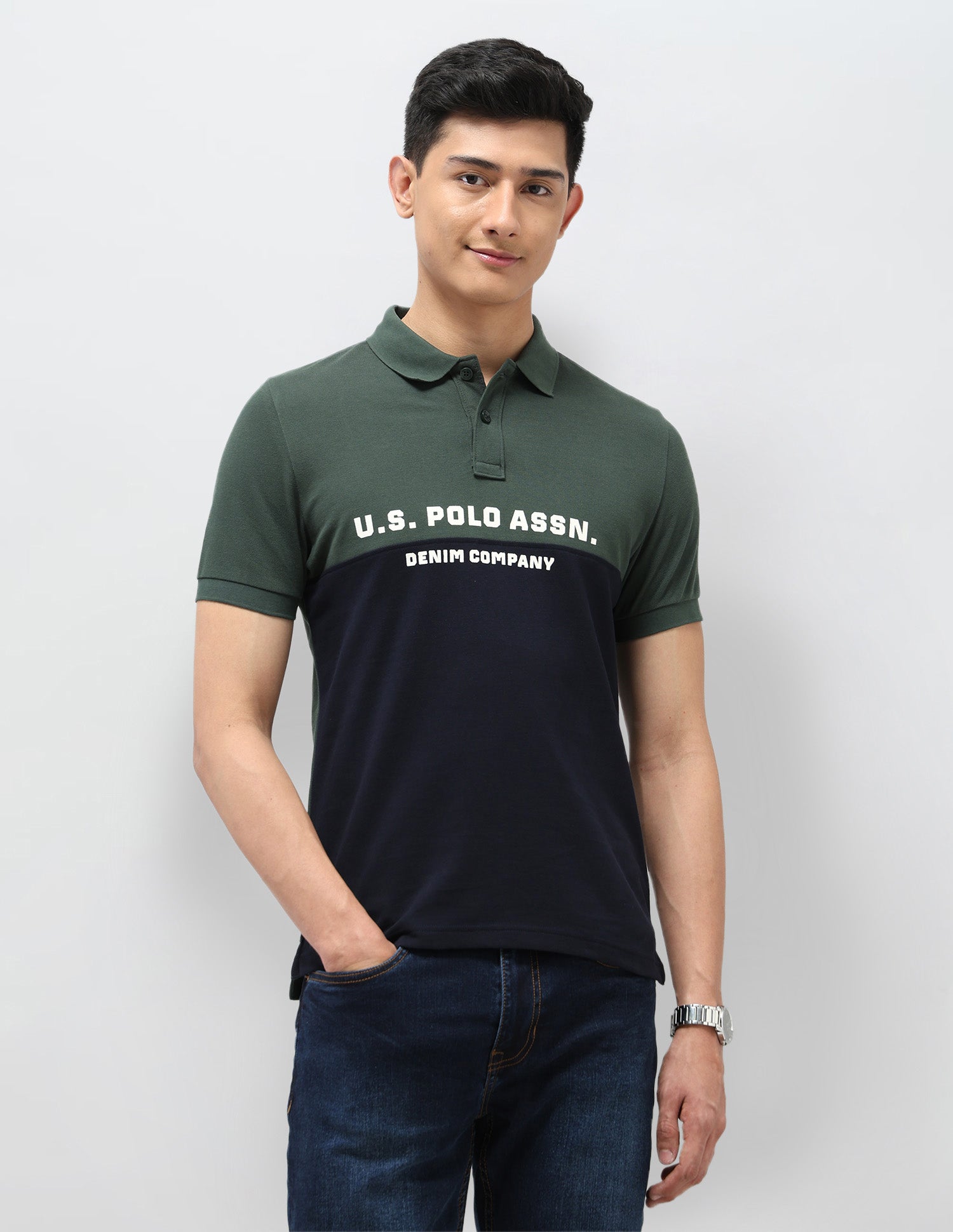 Colourblocked Pure Cotton Polo Shirt