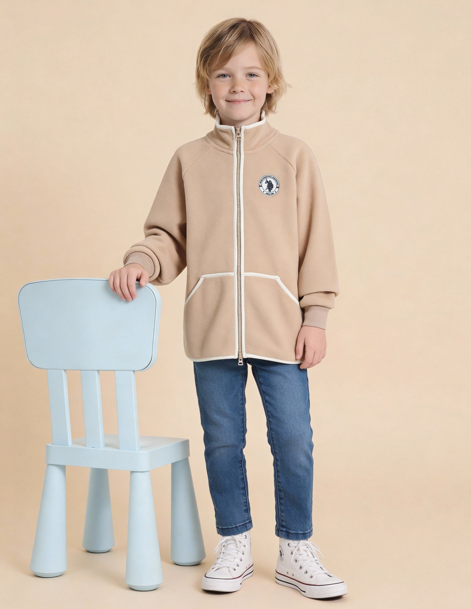 Boys Solid Regular Fit Jacket