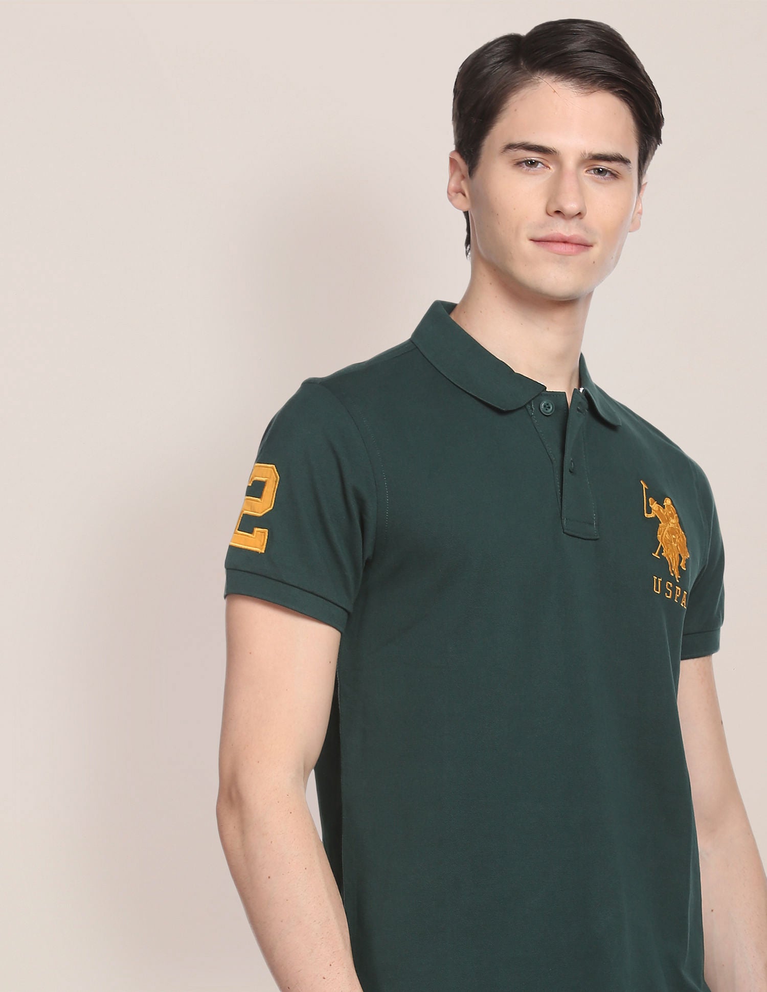 Compact Cotton Logo Polo Shirt Dark Green - U.S. POLO ASSN. | Large