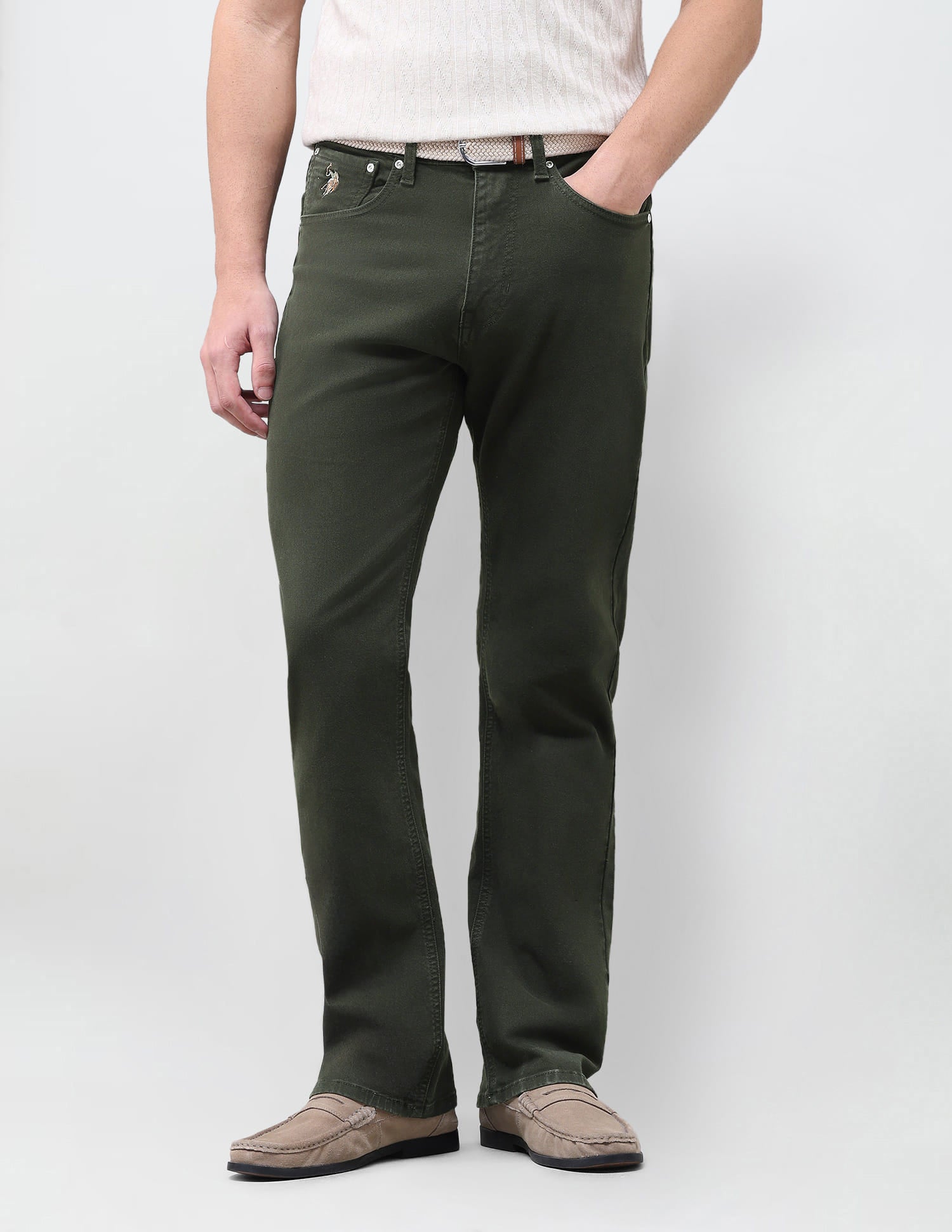 Solid Bootcut Fit Jeans Green - U.S. Polo Assn. India | Large